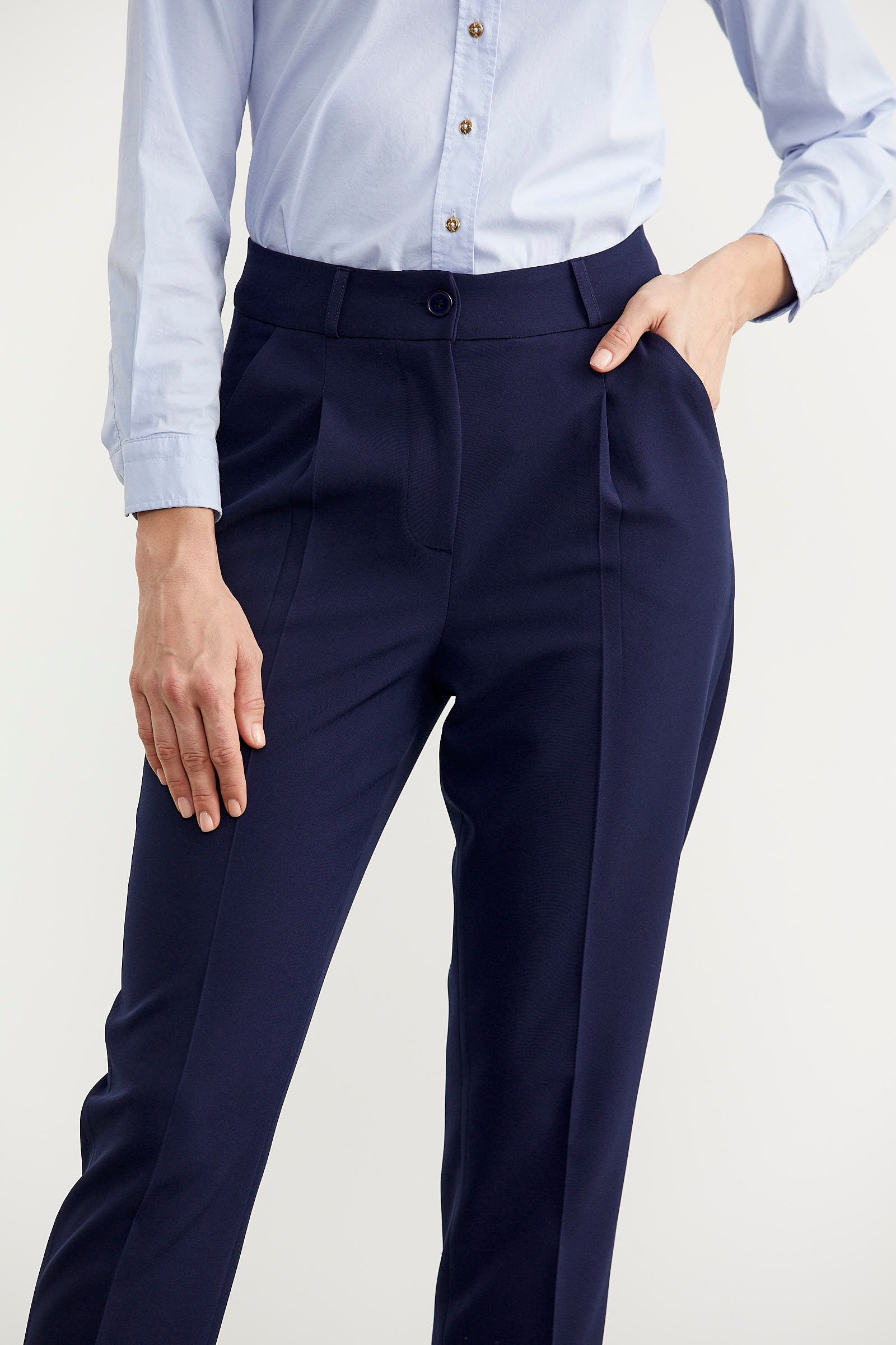 Dar Duble Paça Mevsimlik Kumaş Pantolon - Lacivert (4) Sementa