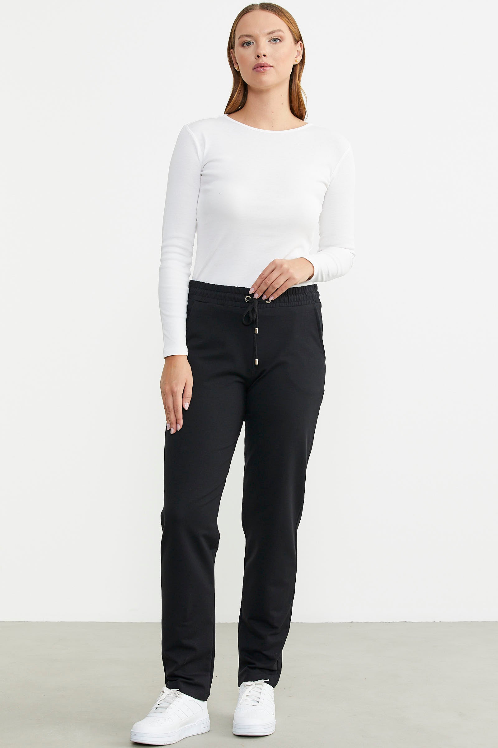 Dar Paça Beli İpli Eşofman Altı - Siyah - Sementa