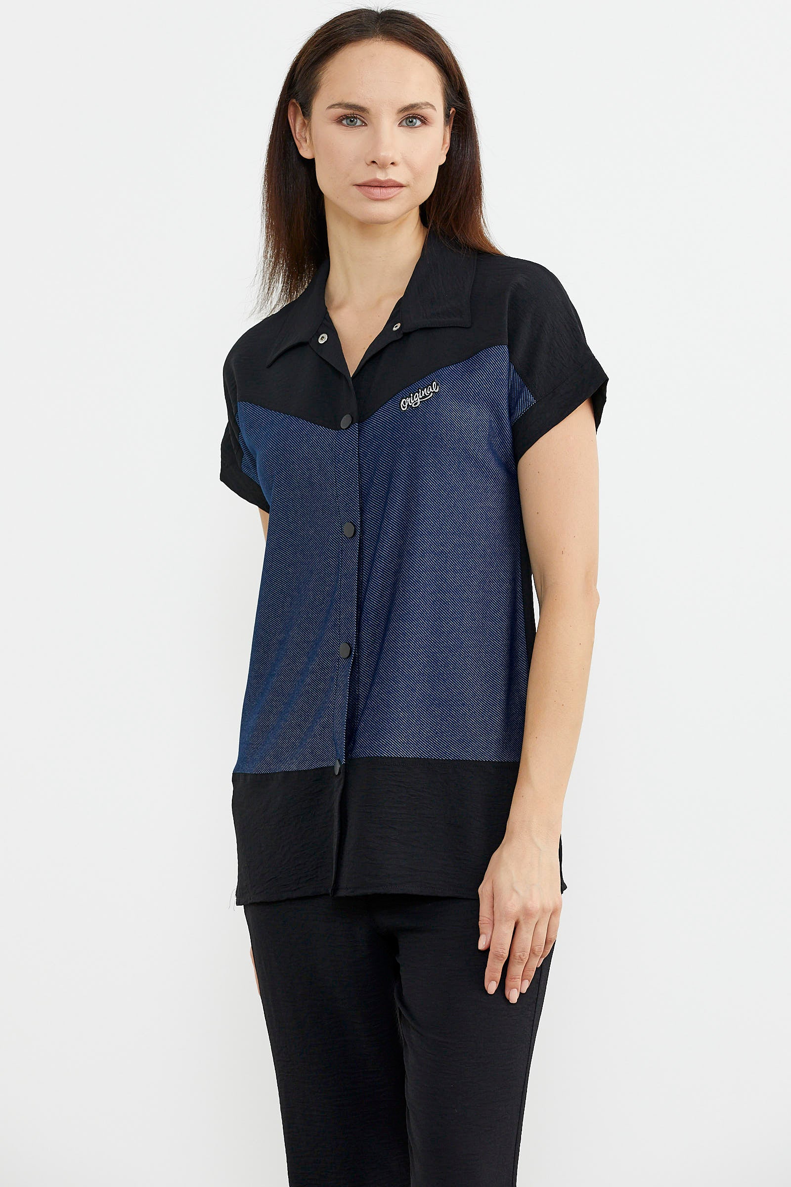 Denim Görünümlü Çift Renk Takım - Siyah (2) Sementa