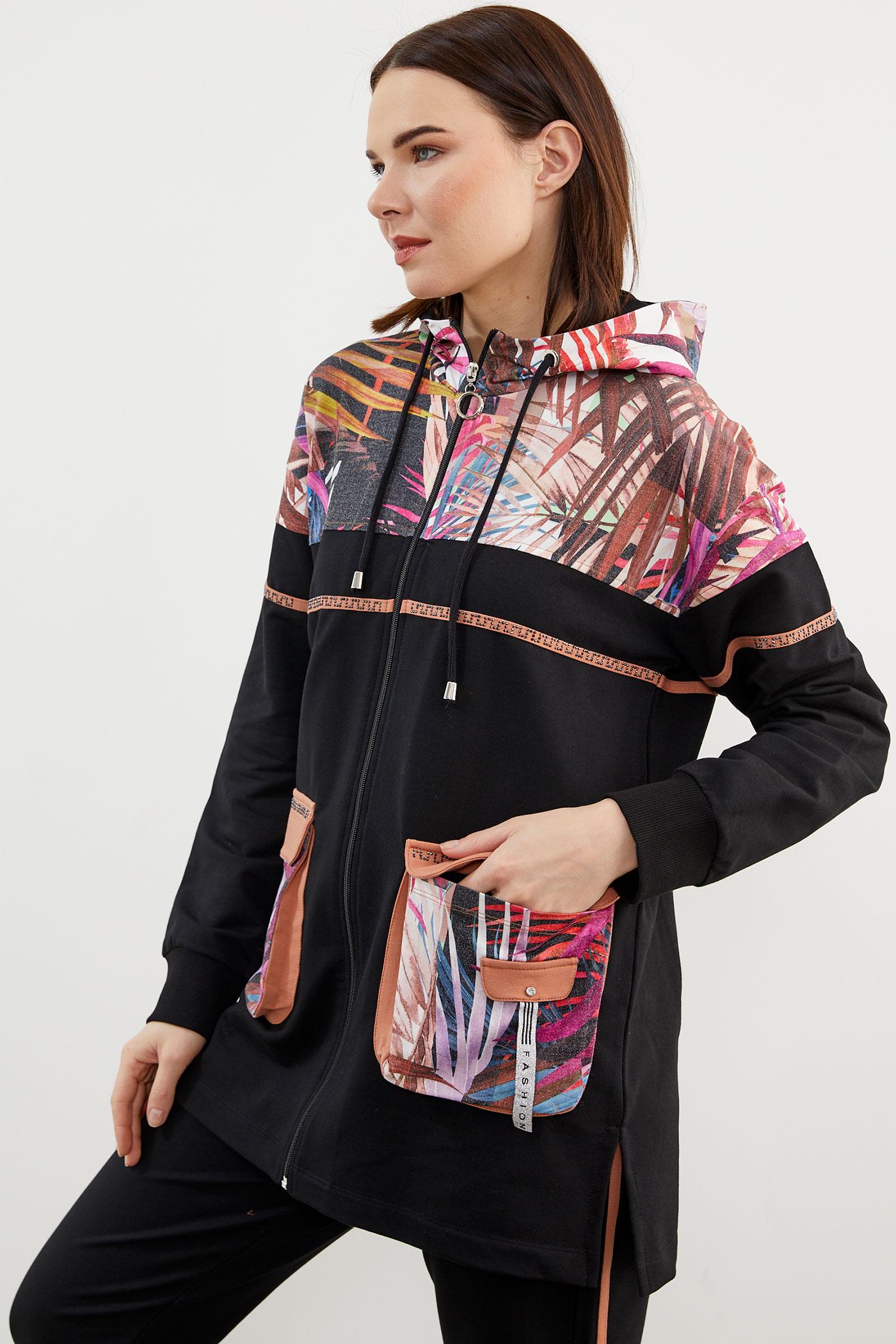 Desen Kombinli Fermuarlı Eşofman Takım - Fuşya (8) Sementa