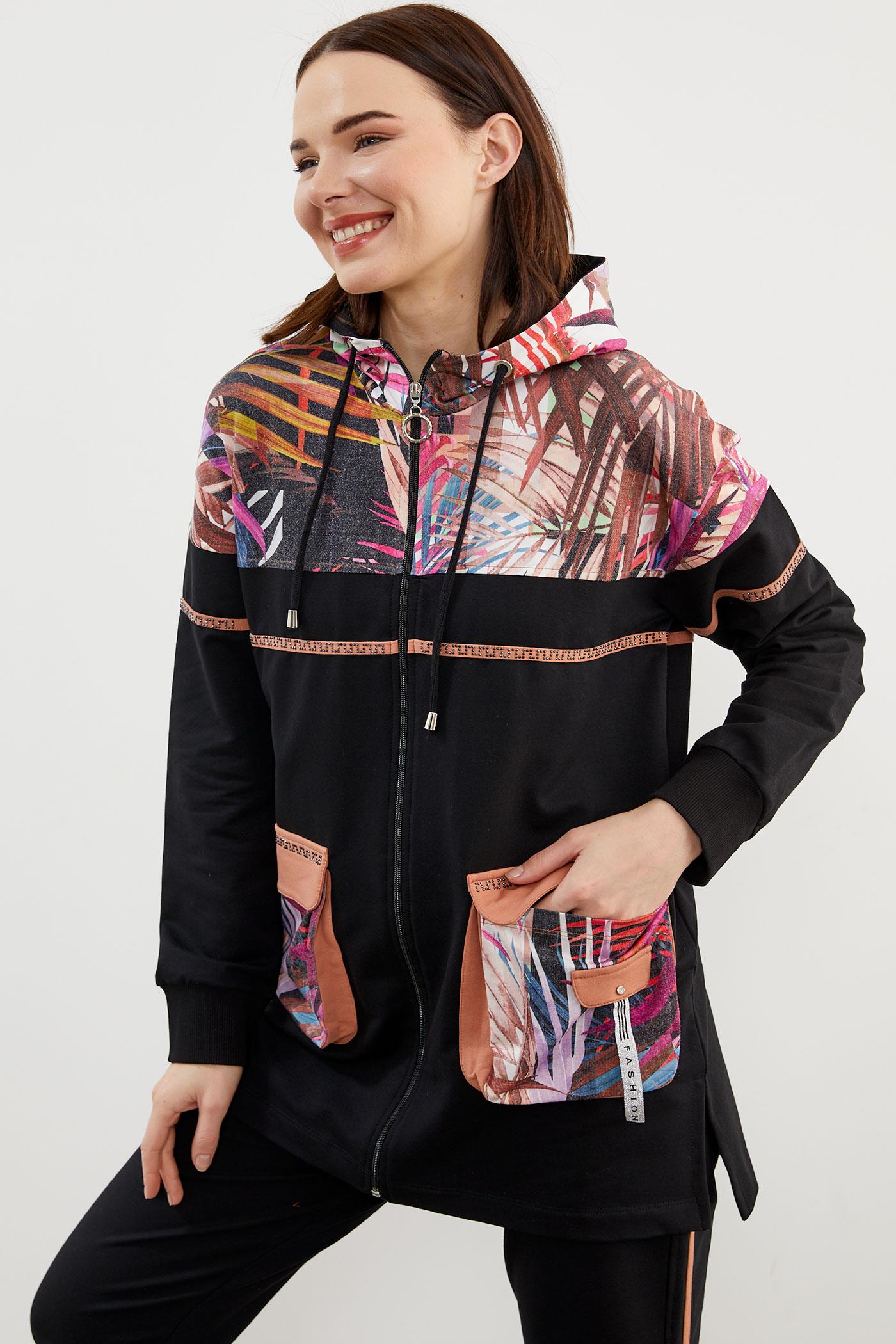 Desen Kombinli Fermuarlı Eşofman Takım - Fuşya (7) Sementa