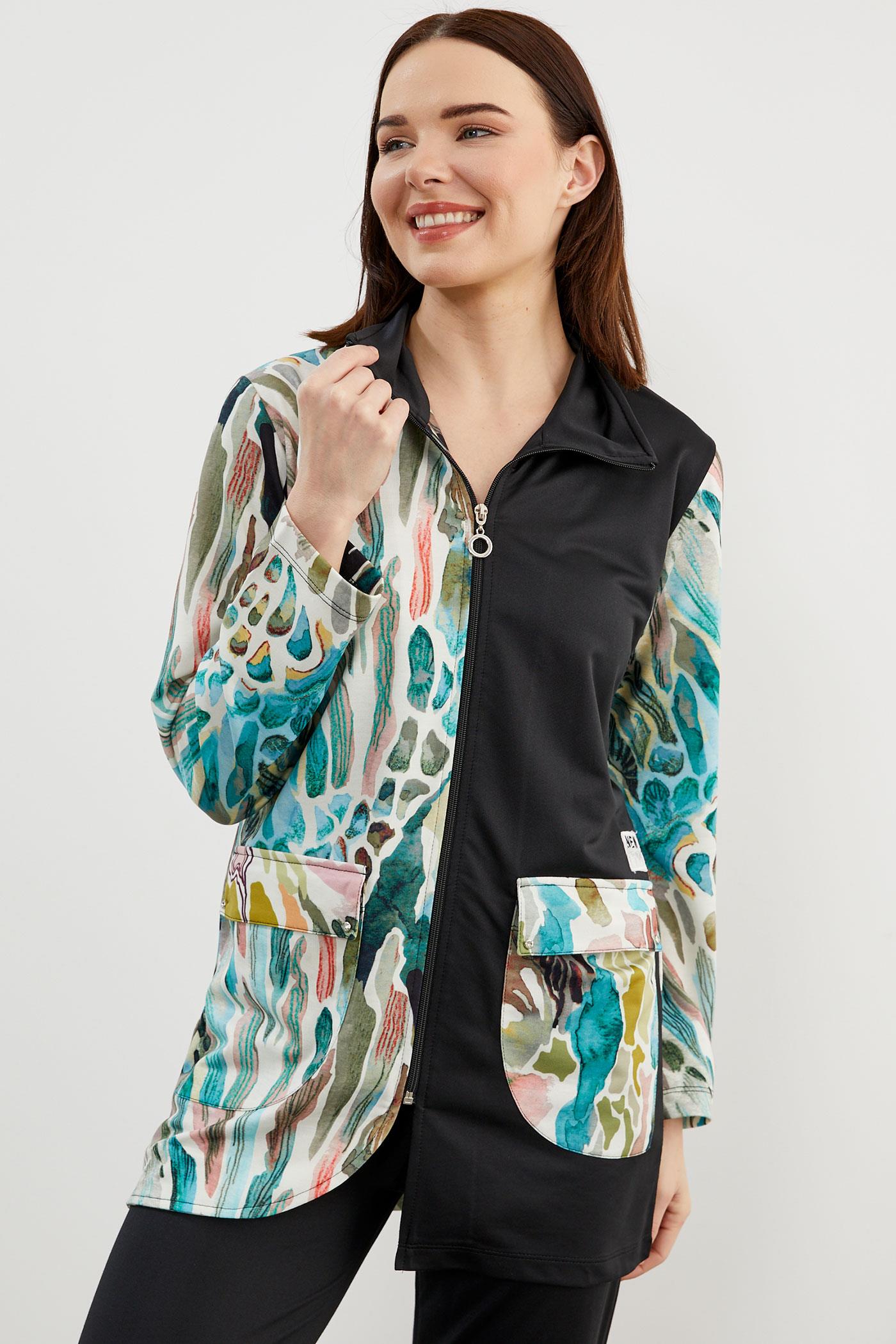 Desen Kombinli Geniş Beden Eşofman Takım - Haki (5) Sementa