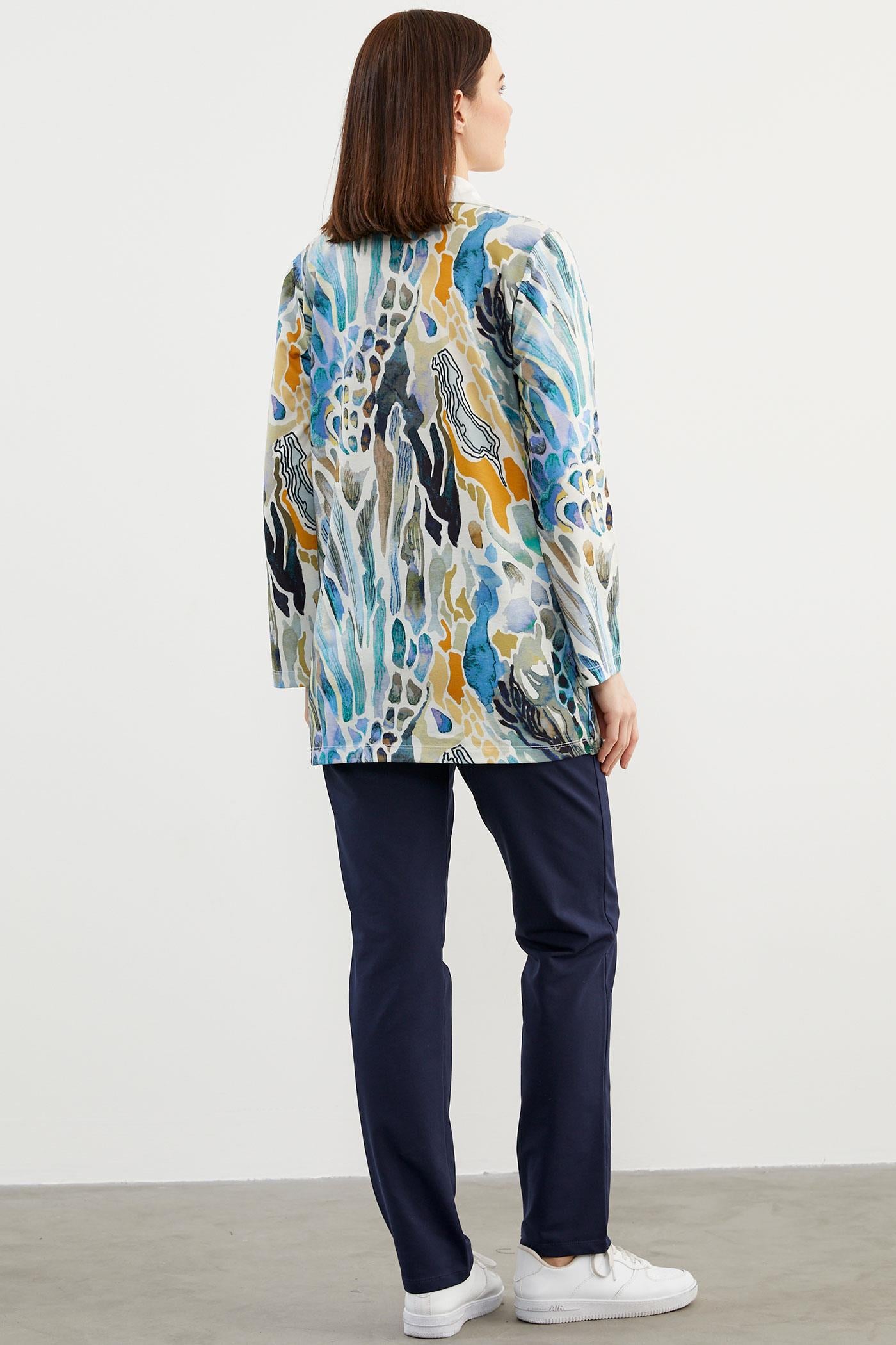 Desen Kombinli Geniş Beden Eşofman Takım - Mavi (6) Sementa