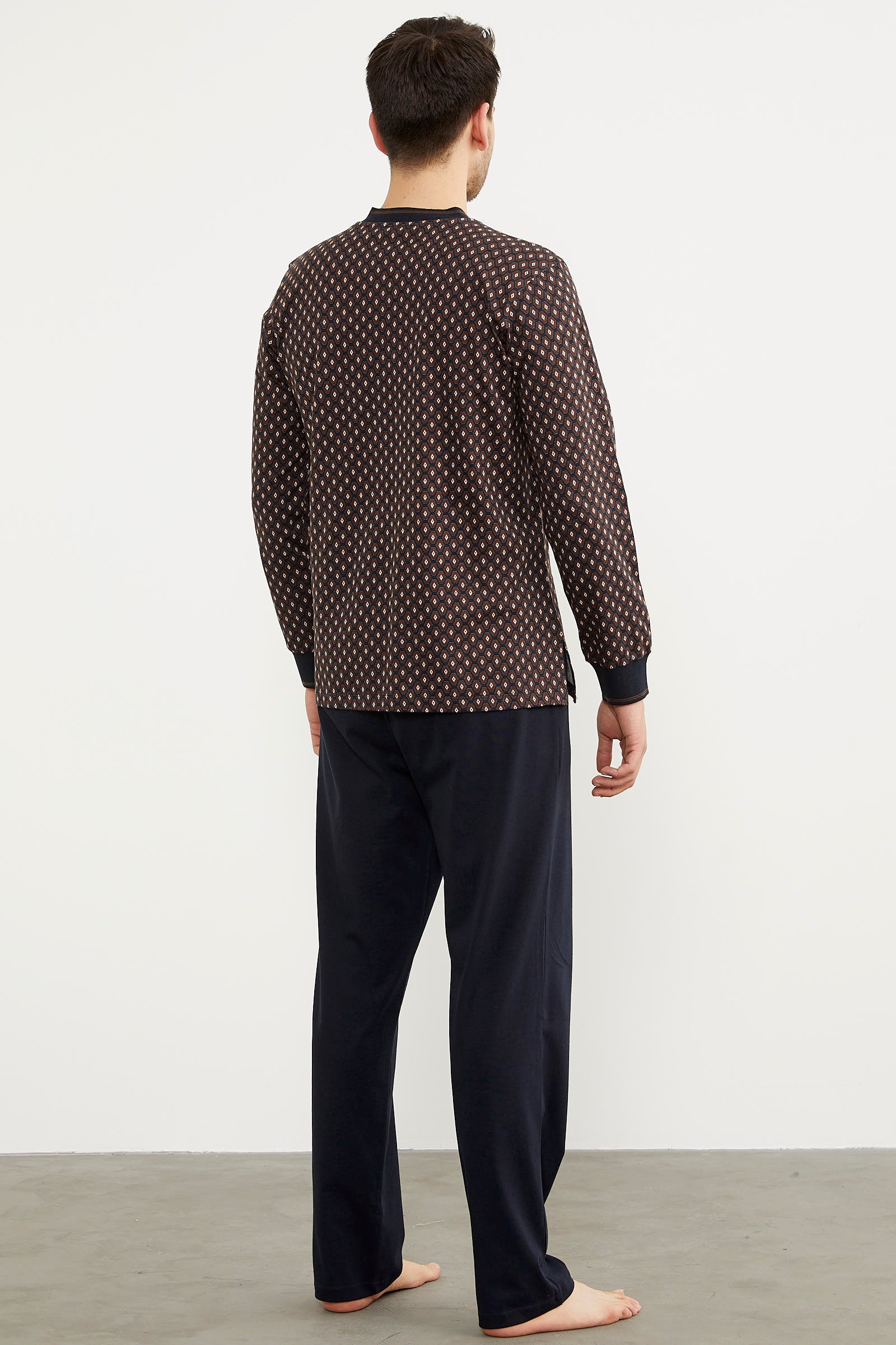 Desenli Cep Detaylı Pijama Takım - Lacivert (5) Sementa