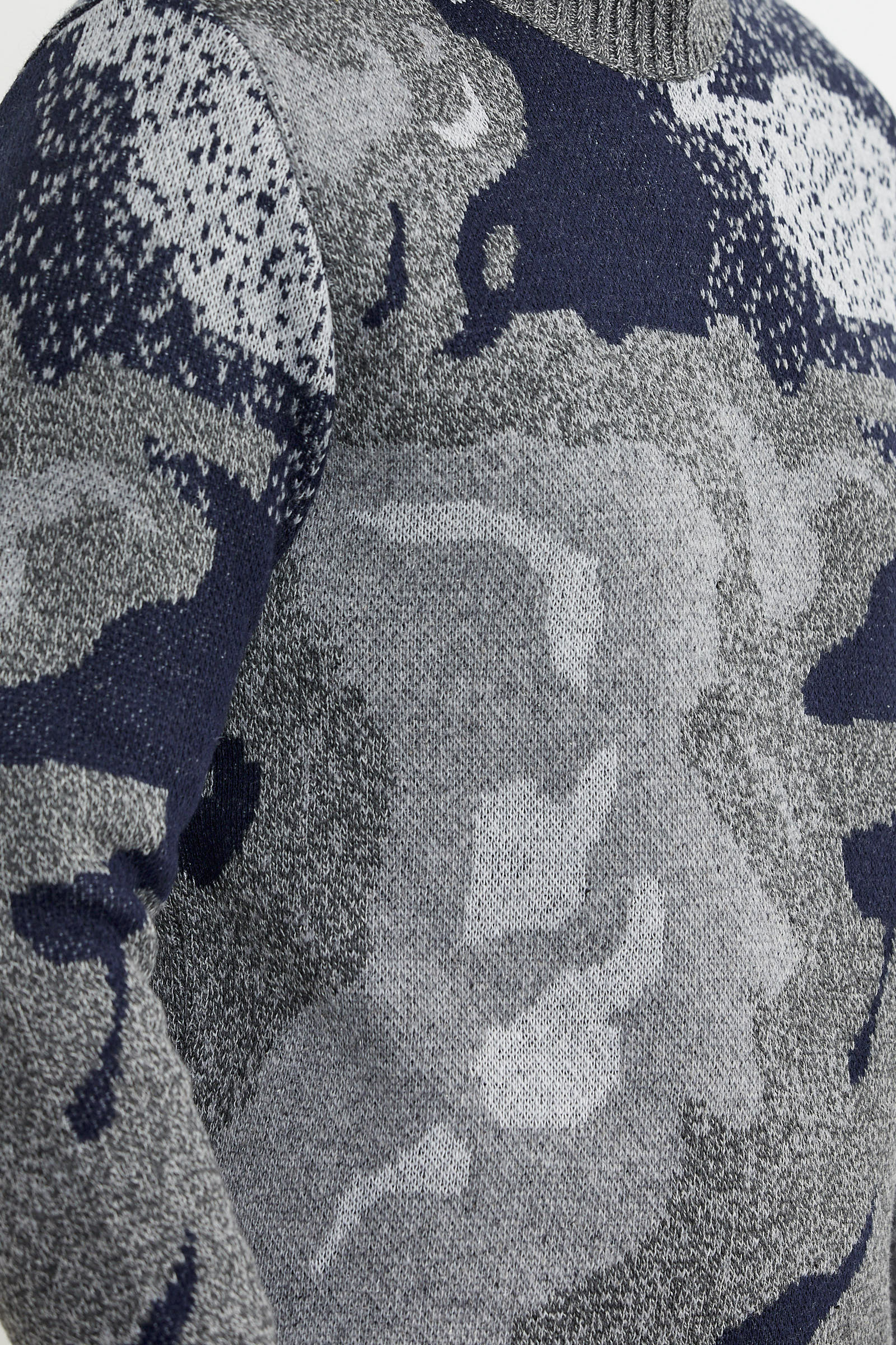 Desenli Kırçıllı Yün Triko Kazak - Antrasit - Sementa