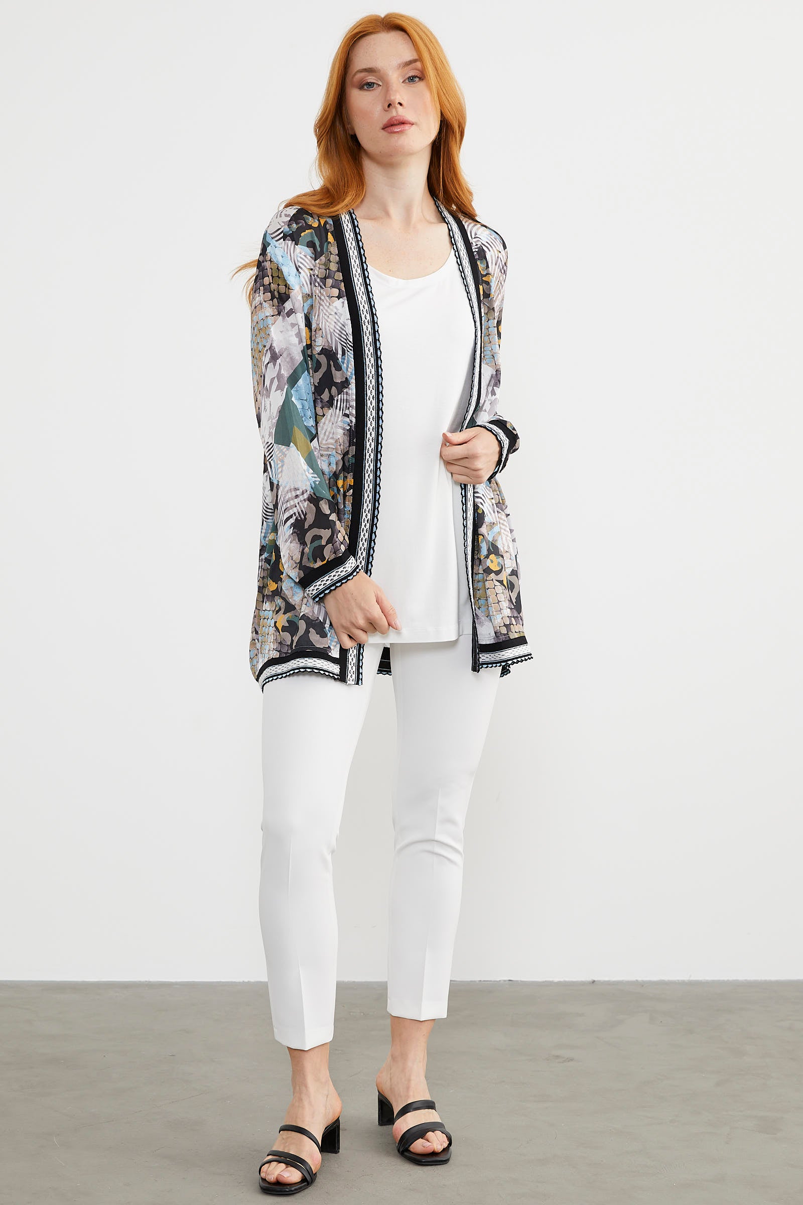 Desenli Rahat Kalıp Şifon İkili Takım - Mavi (2) Sementa