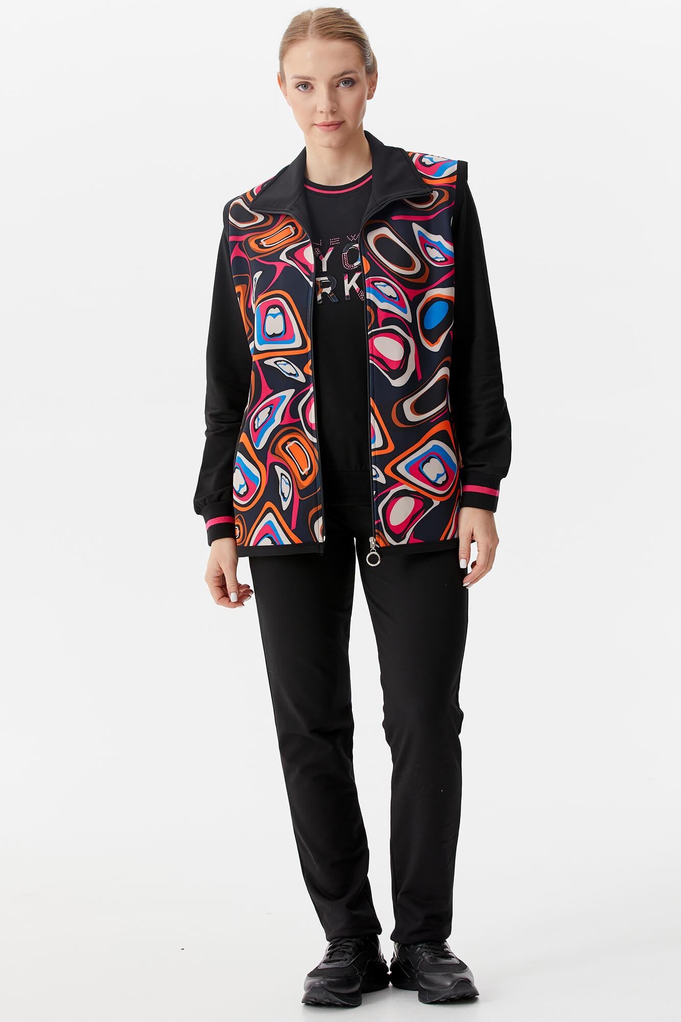 Desenli Üçlü Eşofman Takım - Fuşya - Sementa