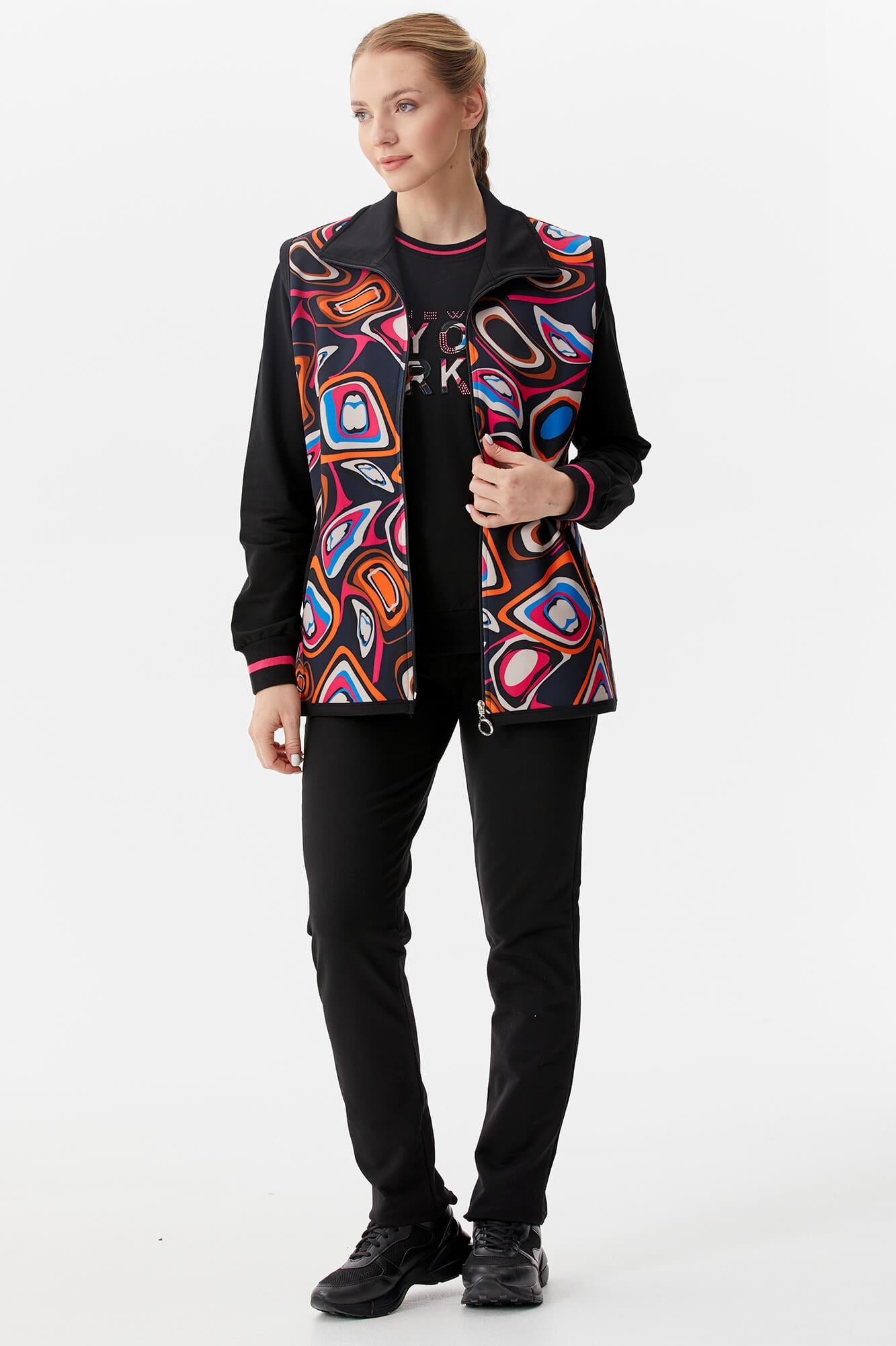 Desenli Üçlü Eşofman Takım - Fuşya - Sementa