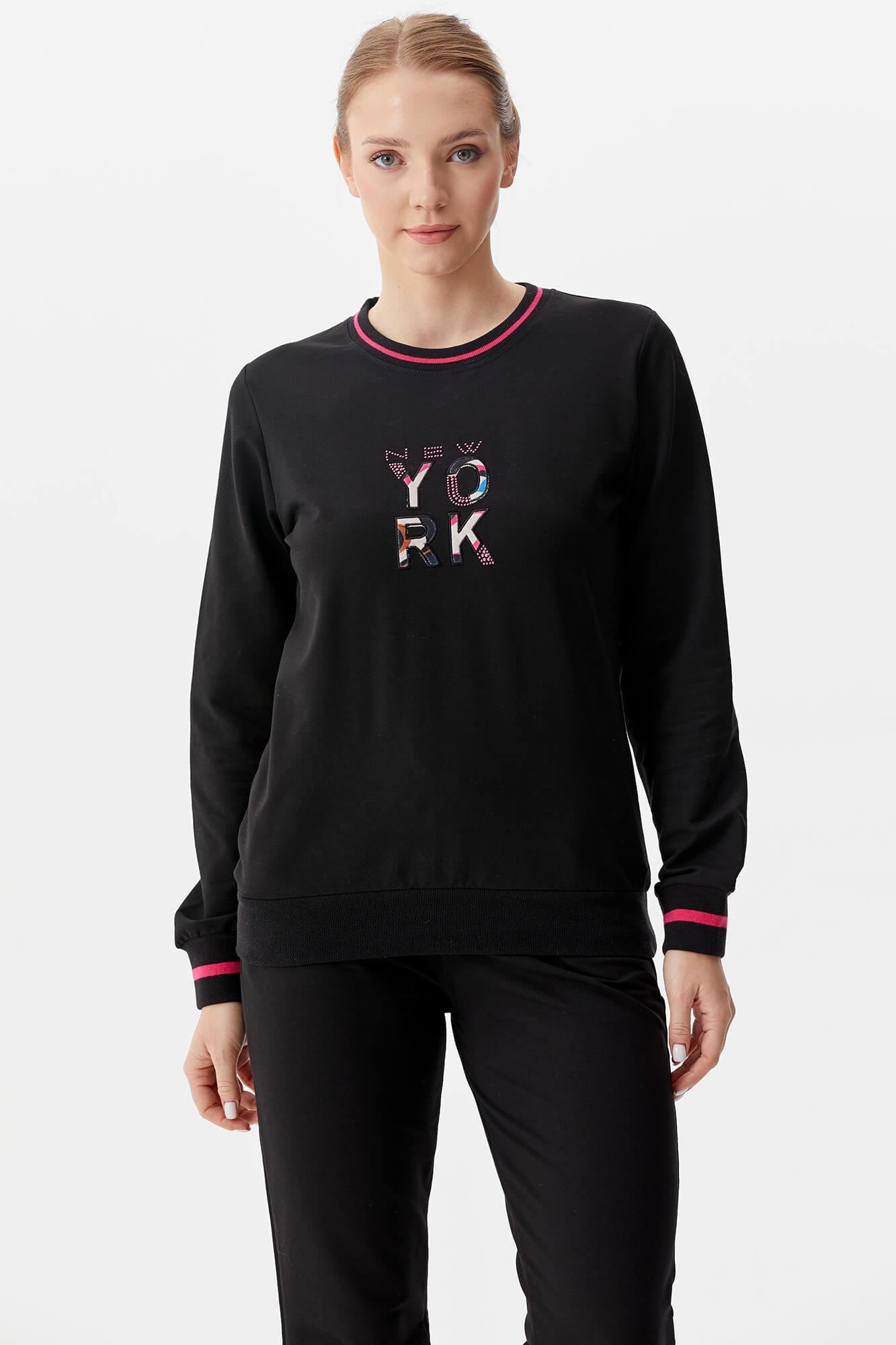 Desenli Üçlü Eşofman Takım - Fuşya - Sementa