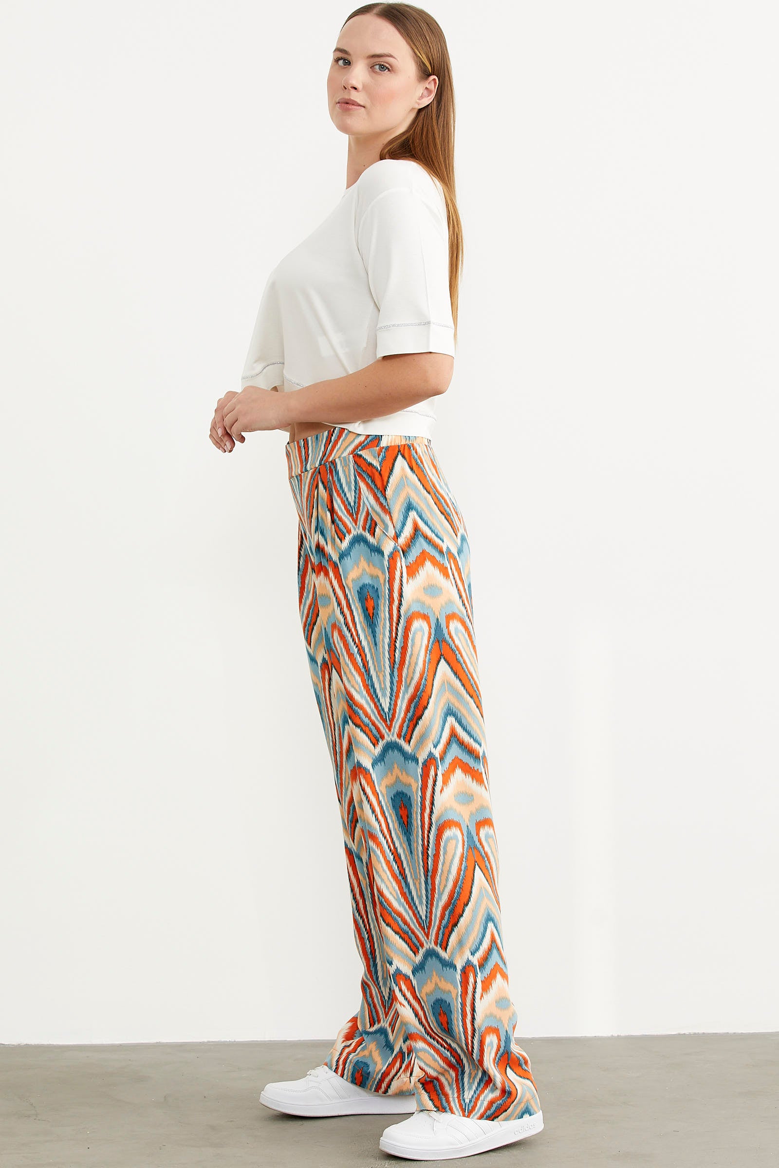 Desenli Viskon Dökümlü Pantolon - Açık Mavi (5) Sementa