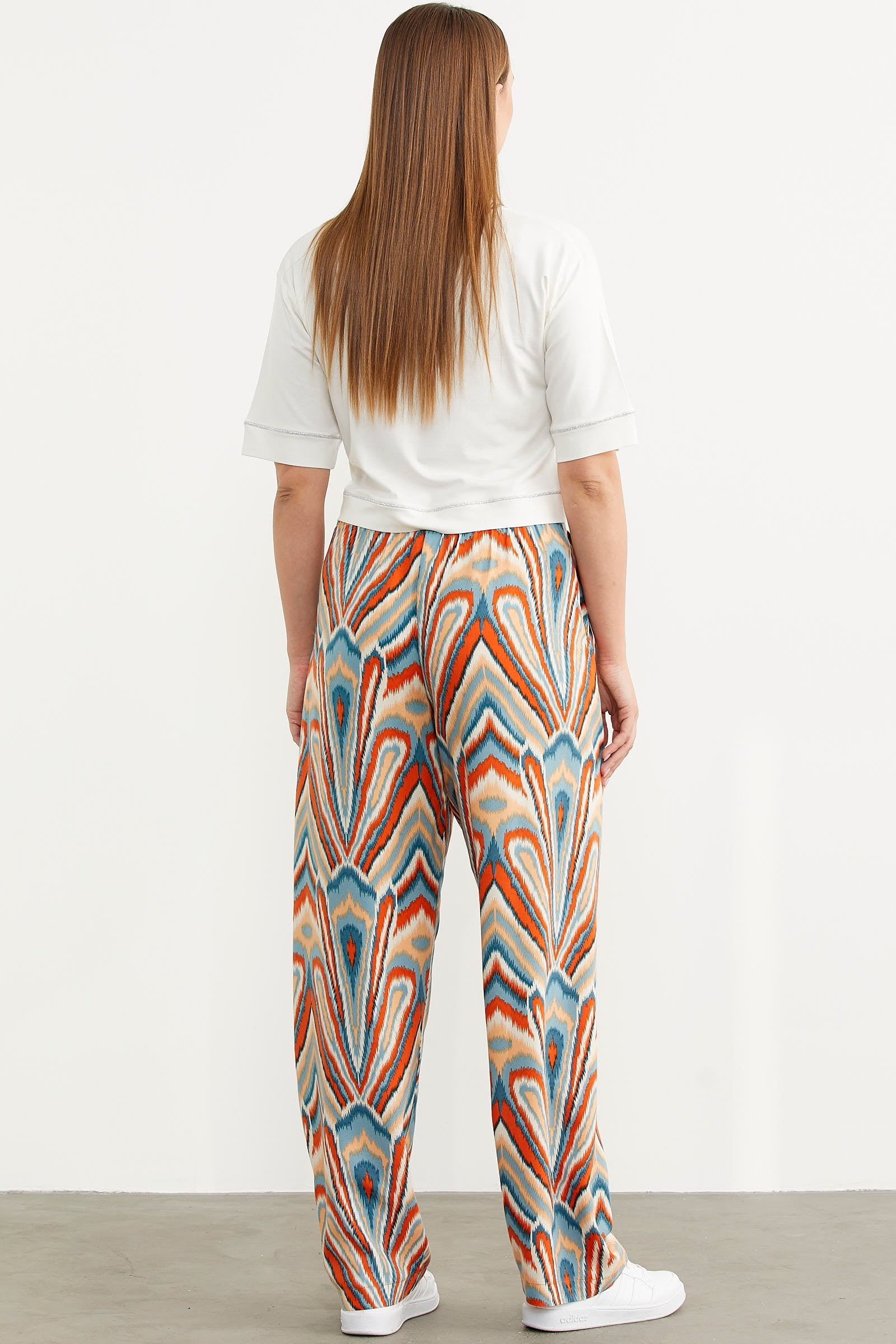 Desenli Viskon Dökümlü Pantolon - Açık Mavi (7) Sementa