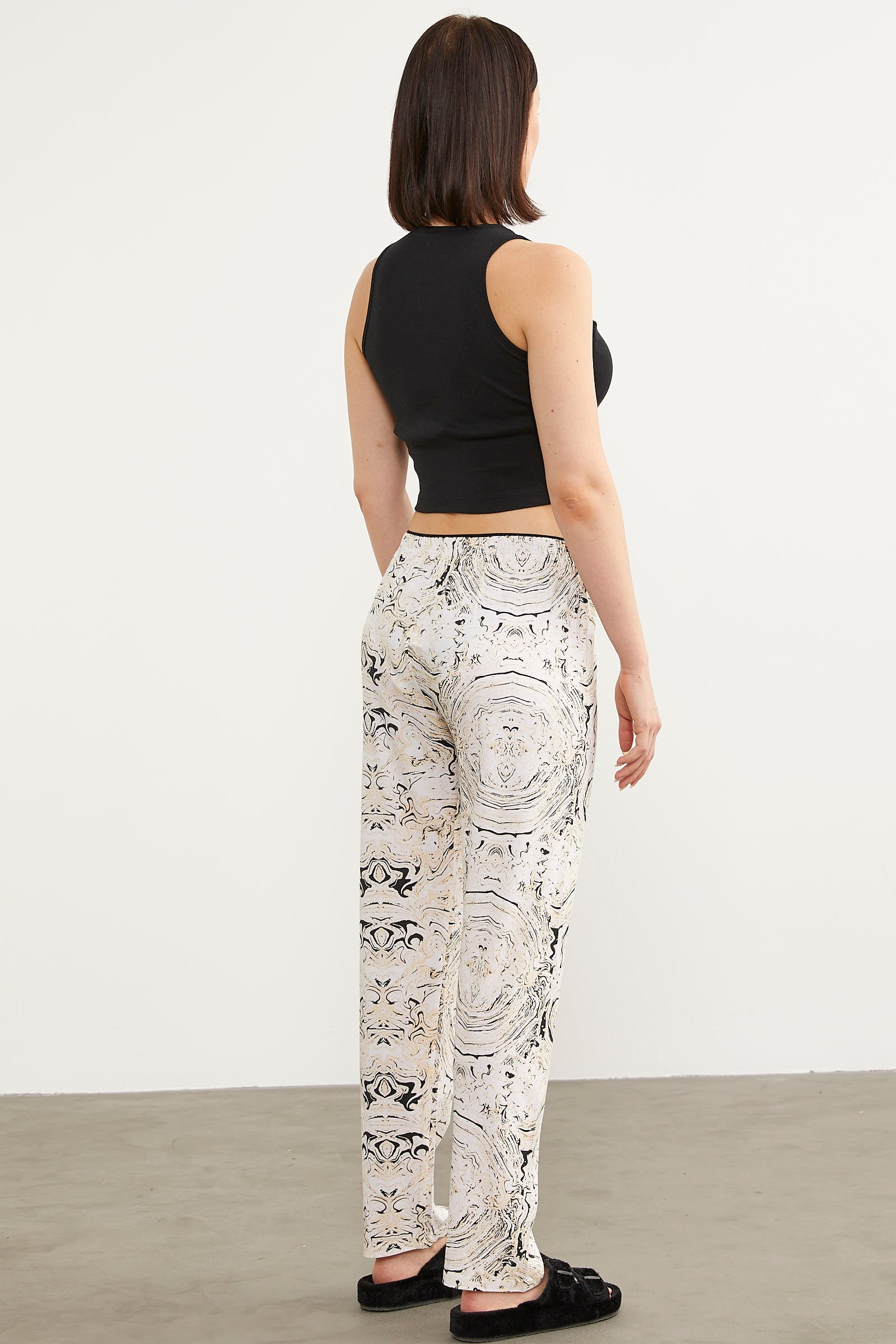 Desenli Viskon Pijama Altı - Ekru (5) Sementa