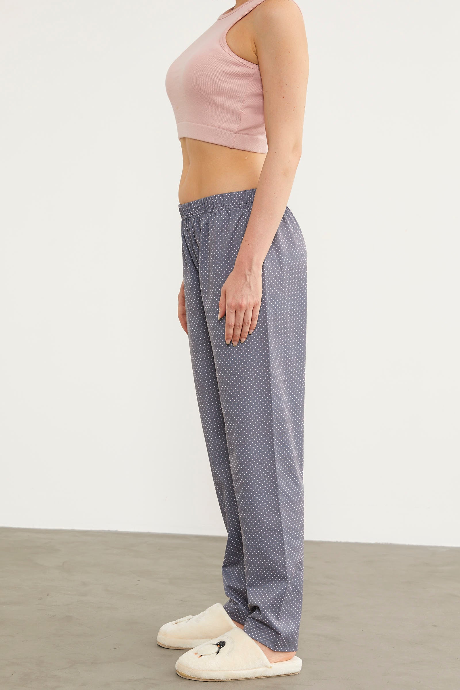 Desenli Viskon Pijama Altı - Gri (4) Sementa