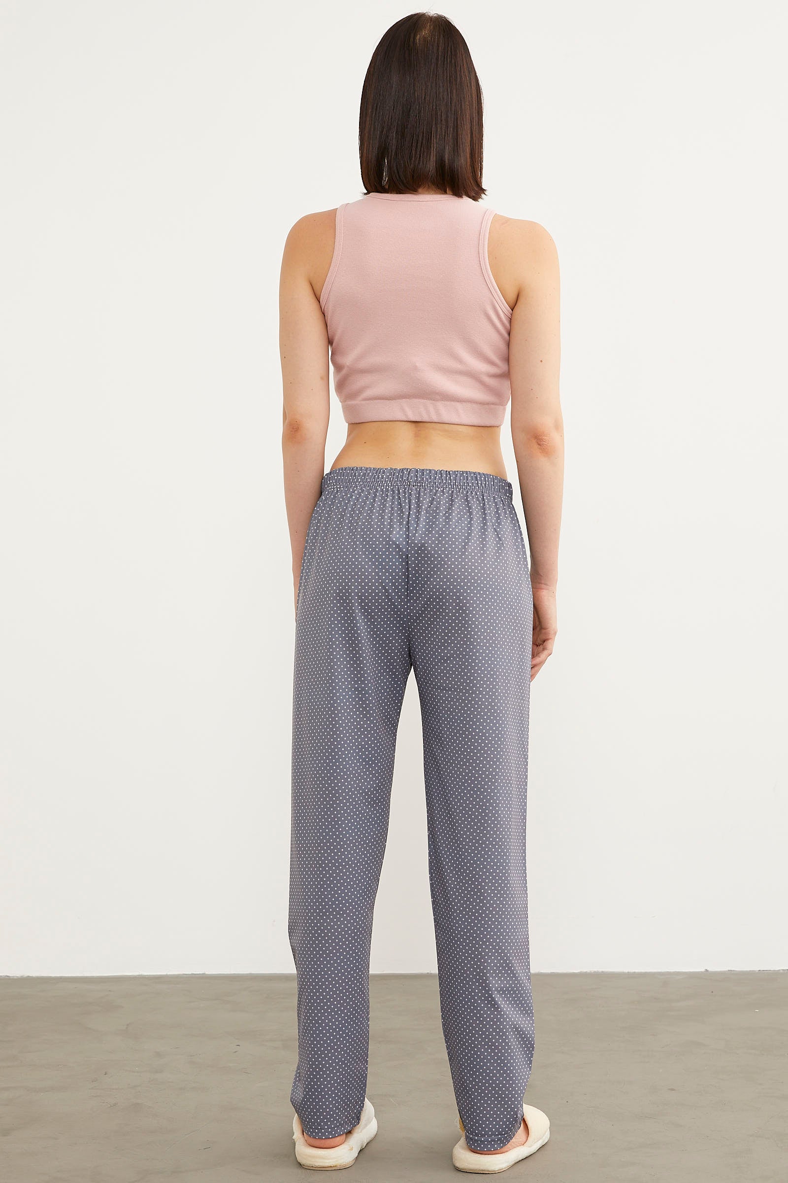 Desenli Viskon Pijama Altı - Gri (5) Sementa