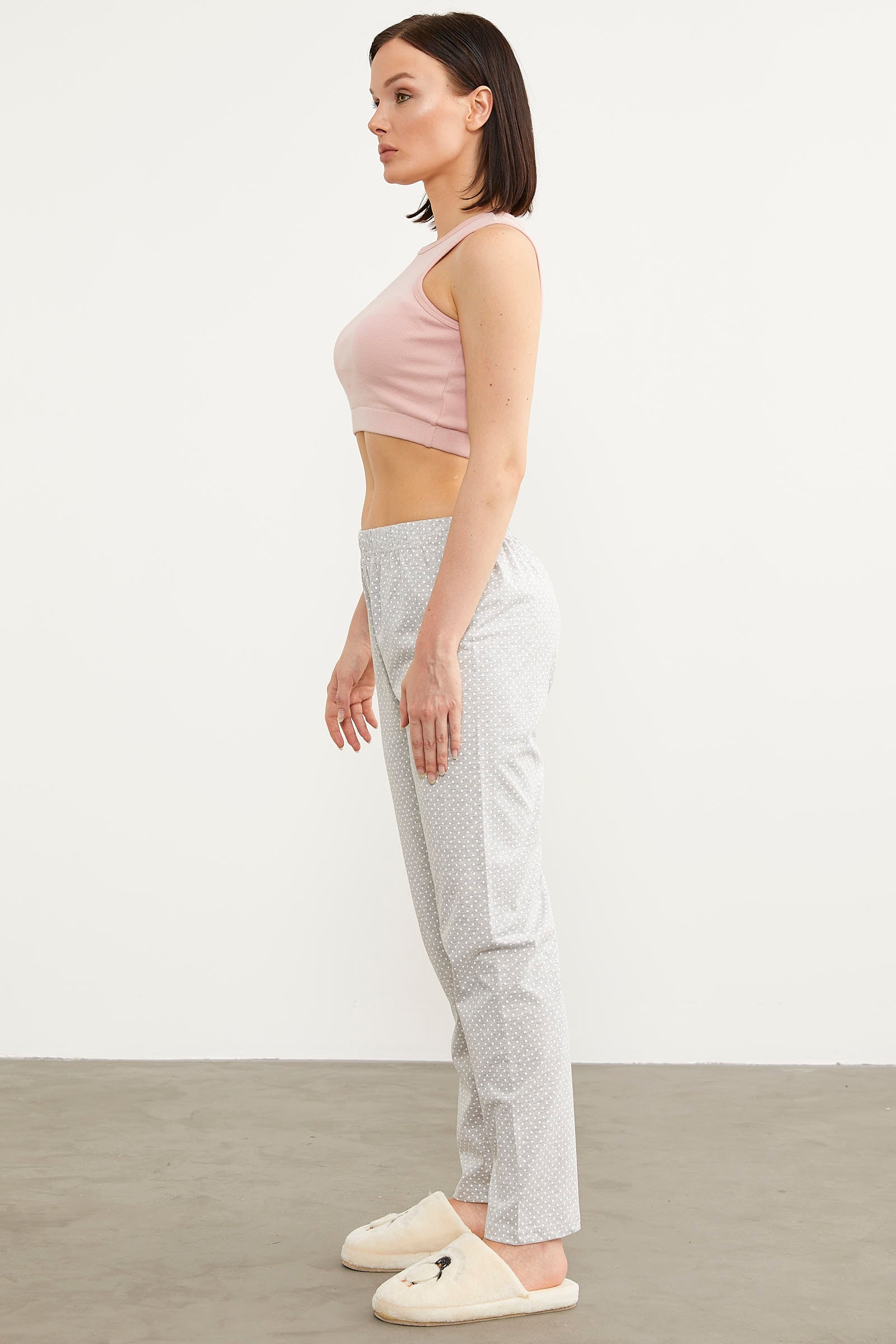 Desenli Viskon Pijama Altı - Gri (5) Sementa