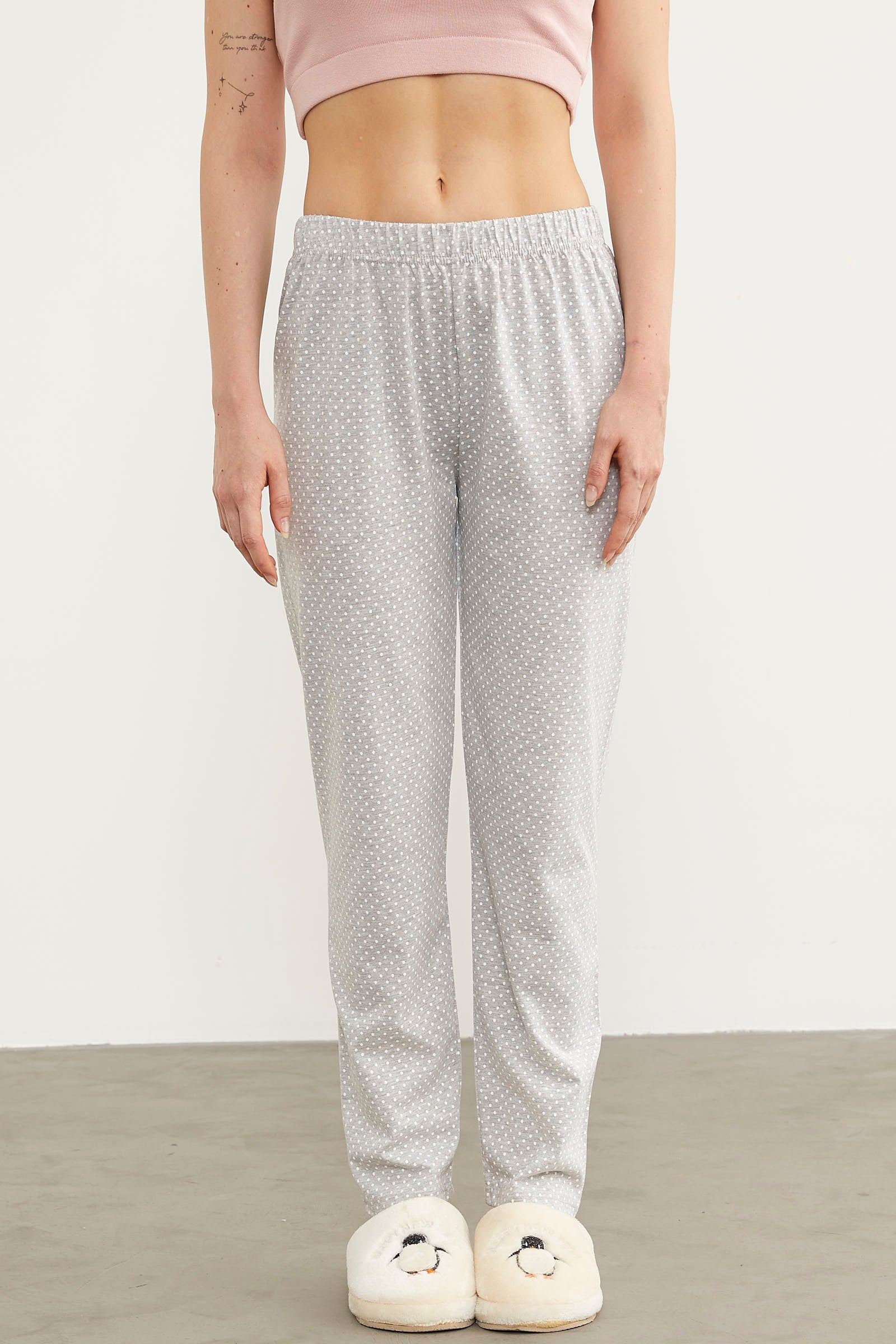 Desenli Viskon Pijama Altı - Gri (3) Sementa