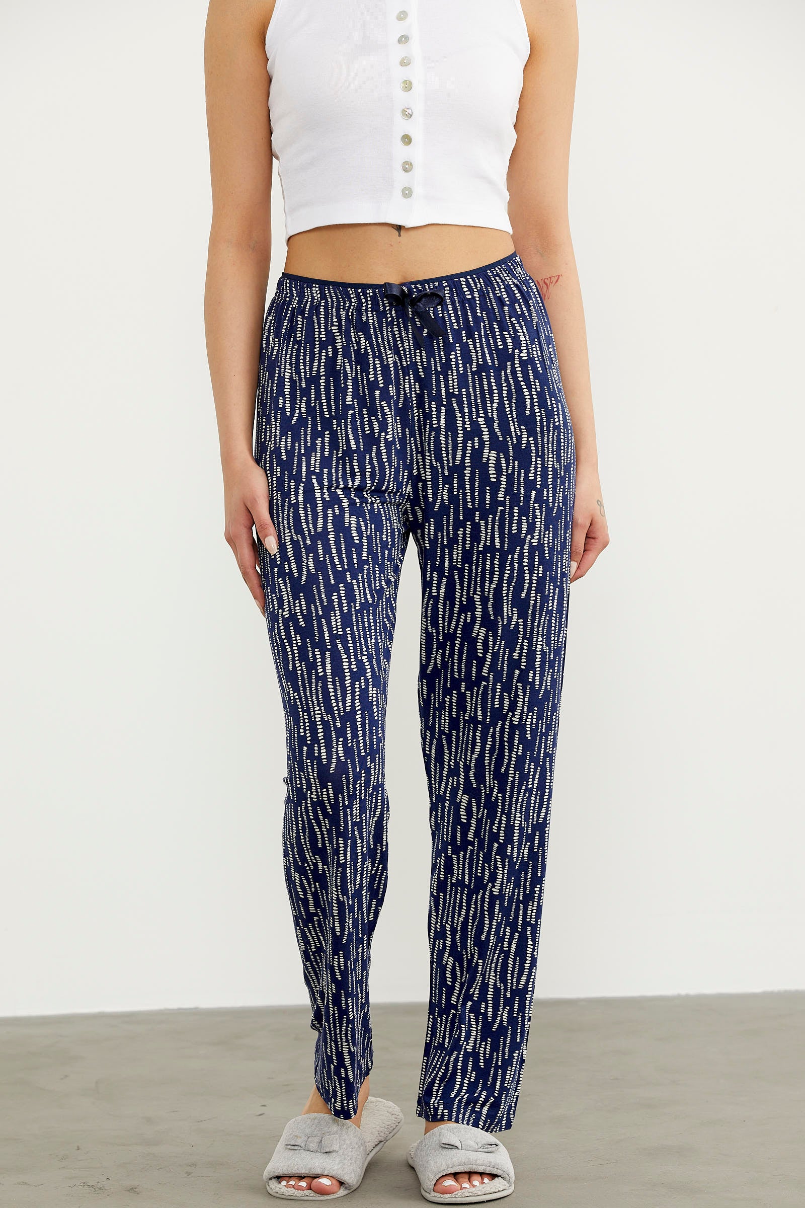 Desenli Viskon Pijama Altı - Lacivert (2) Sementa