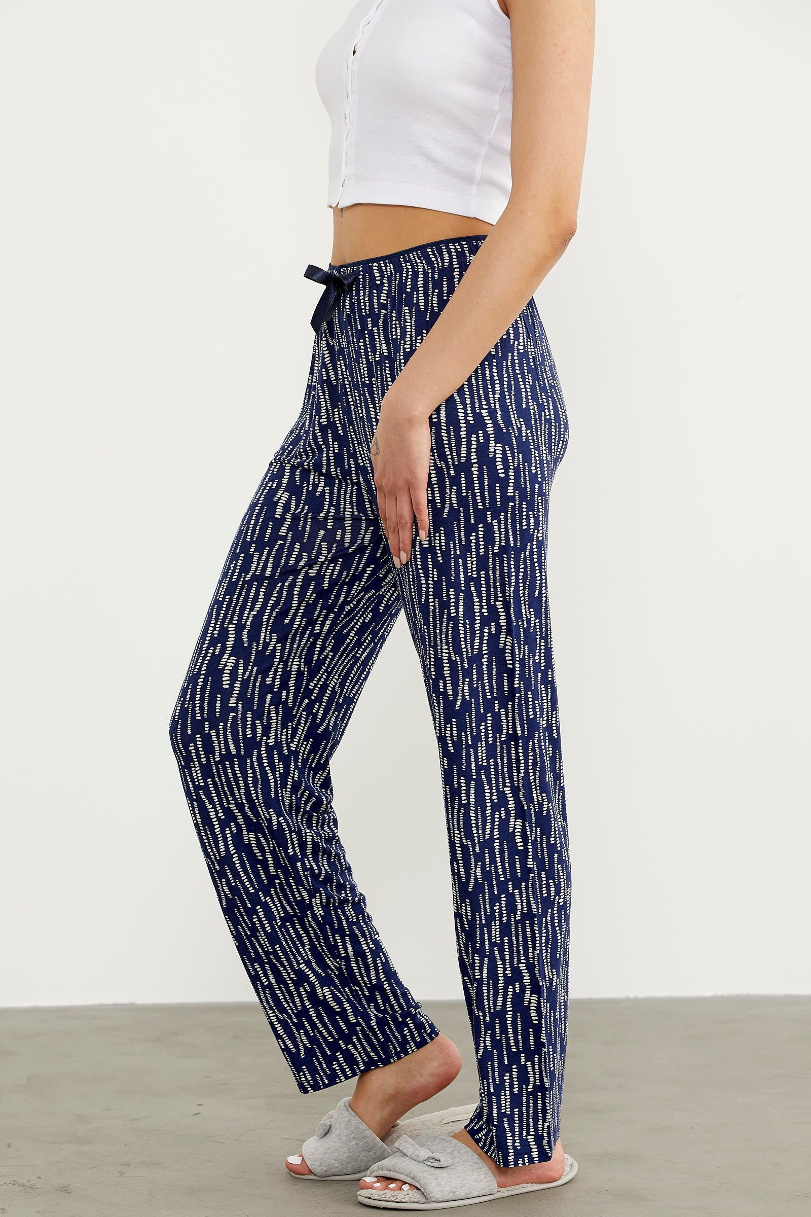 Desenli Viskon Pijama Altı - Lacivert (4) Sementa