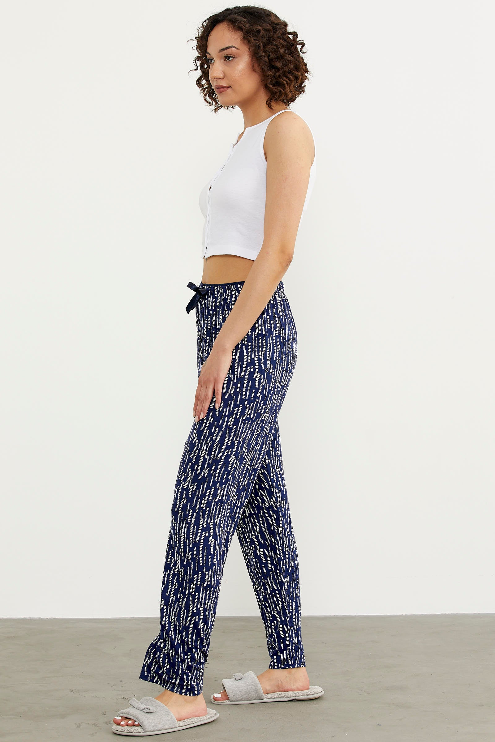 Desenli Viskon Pijama Altı - Lacivert (5) Sementa