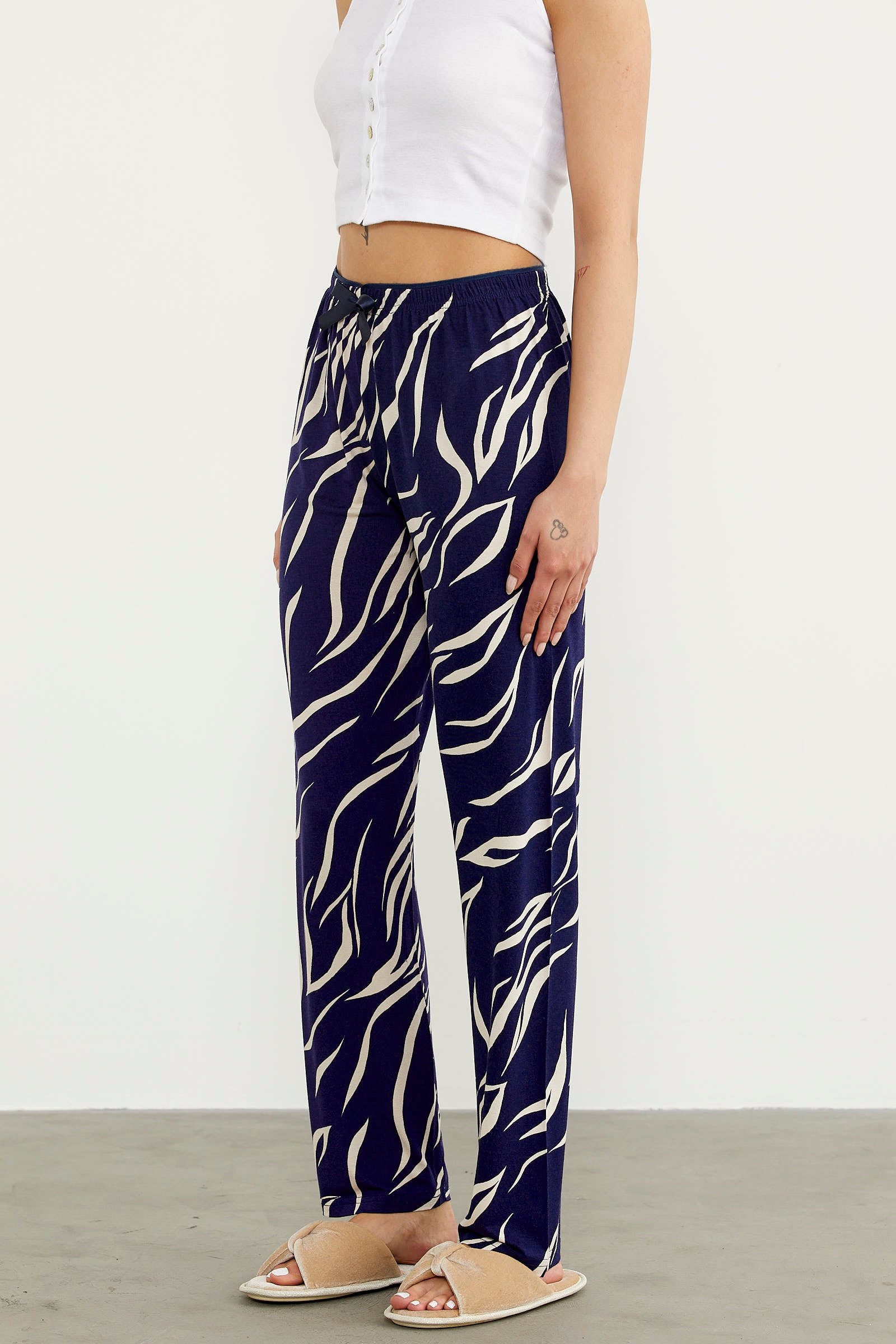 Desenli Viskon Pijama Altı - Lacivert (3) Sementa