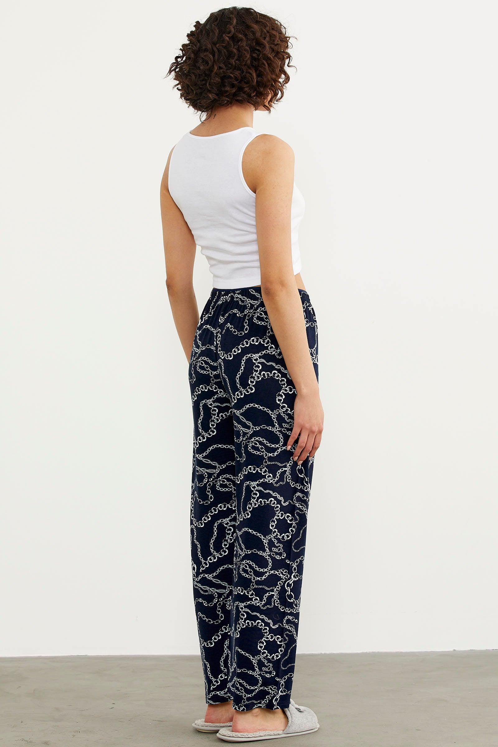 Desenli Viskon Pijama Altı - Lacivert (6) Sementa