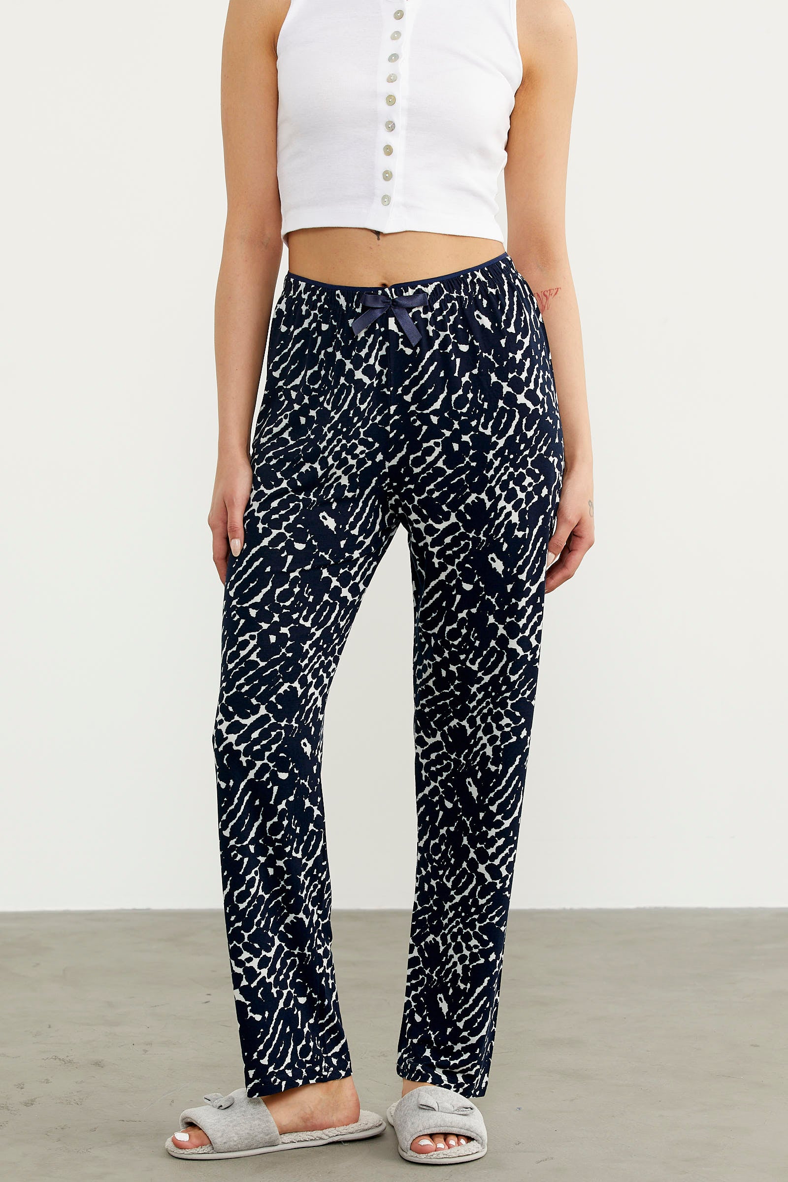 Desenli Viskon Pijama Altı - Lacivert (4) Sementa