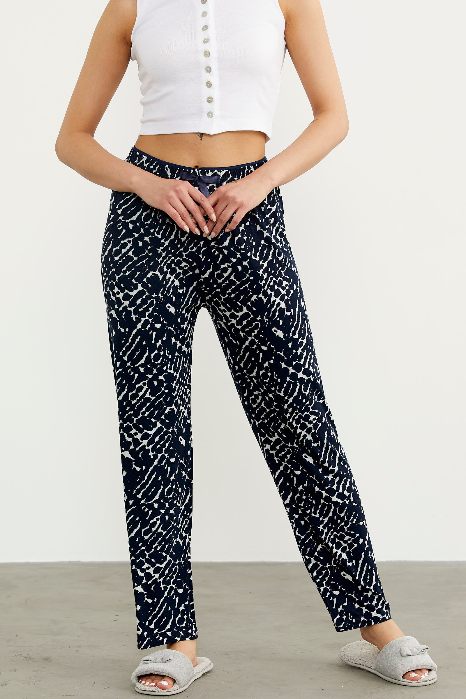 Desenli Viskon Pijama Altı - Lacivert (3) Sementa