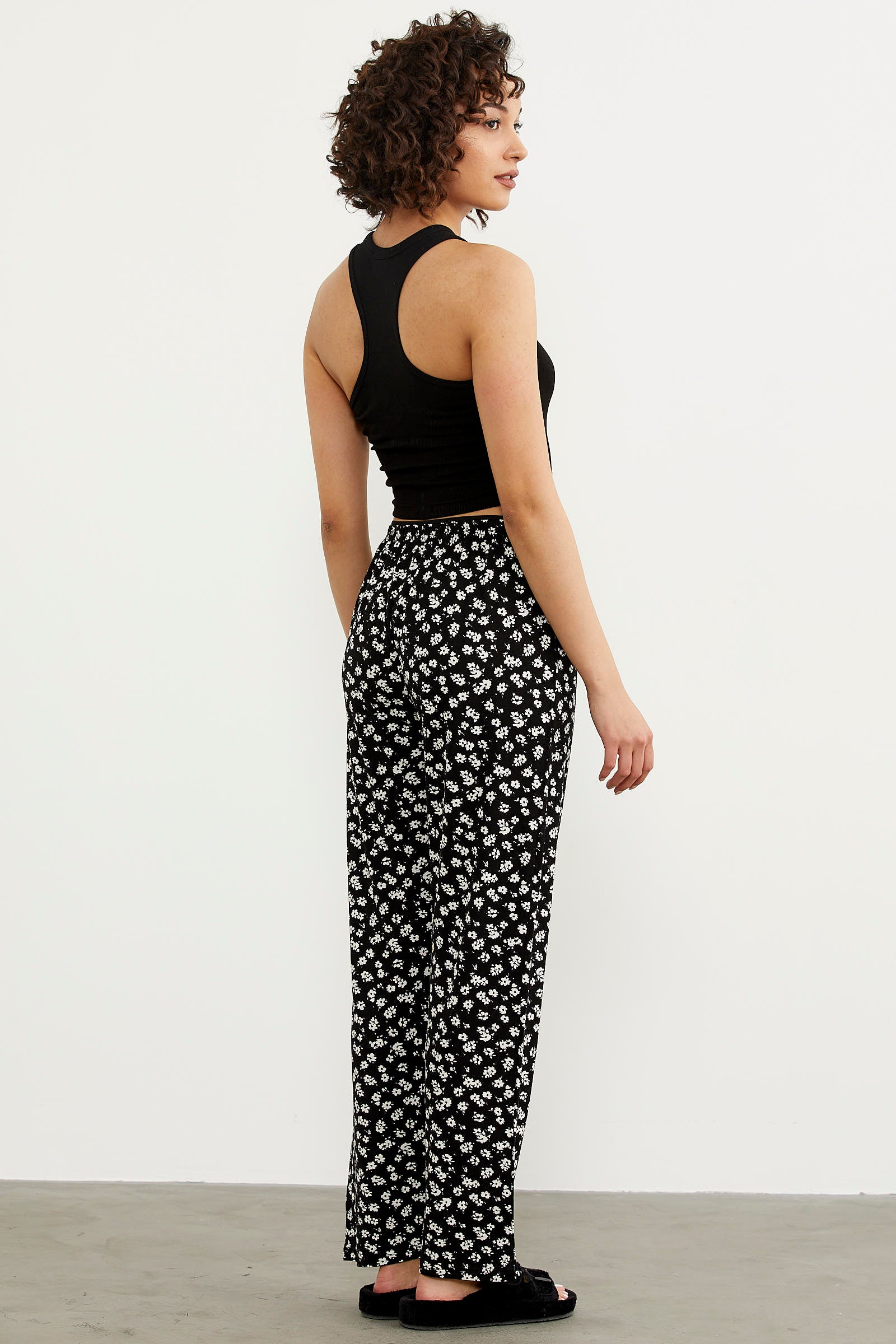 Desenli Viskon Pijama Altı - Siyah (5) Sementa