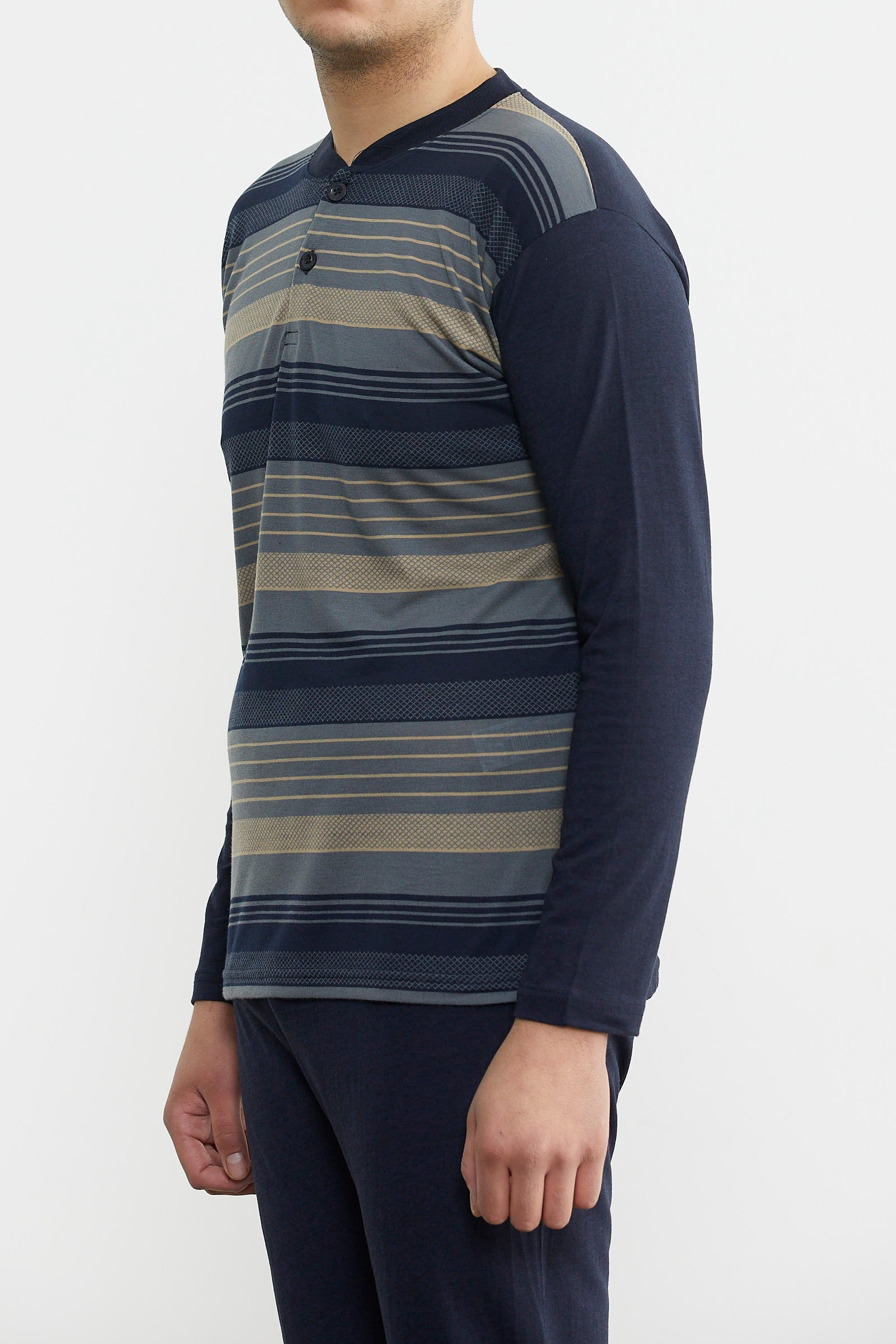 Desenli Yazlık Pijama Takım - Antrasit - Lacivert (3) Sementa