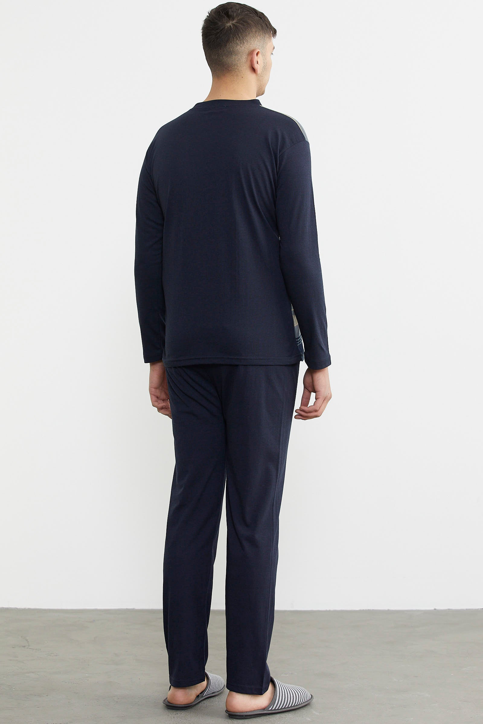 Desenli Yazlık Pijama Takım - Antrasit - Lacivert (5) Sementa