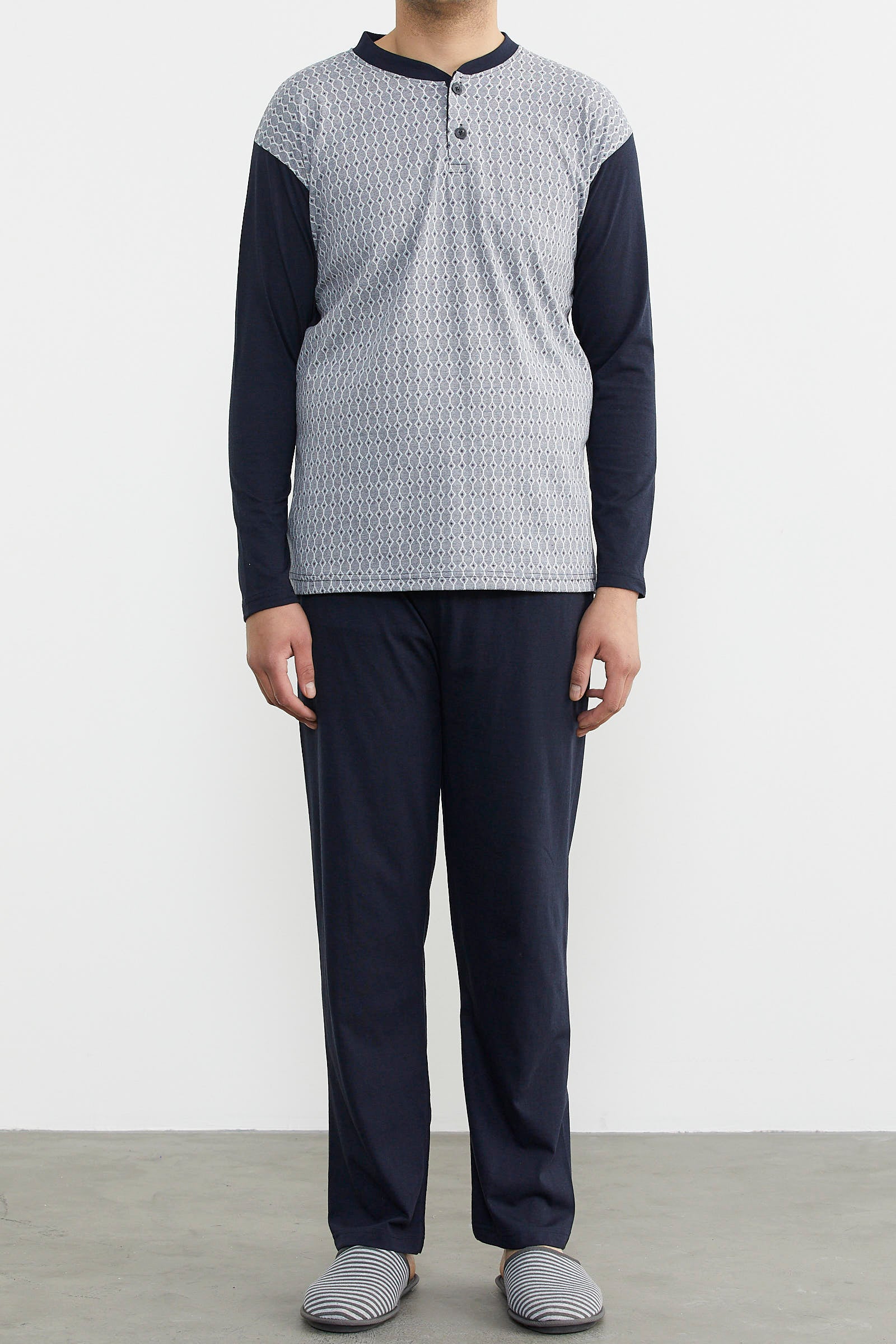 Desenli Yazlık Pijama Takım - Gri (4) Sementa