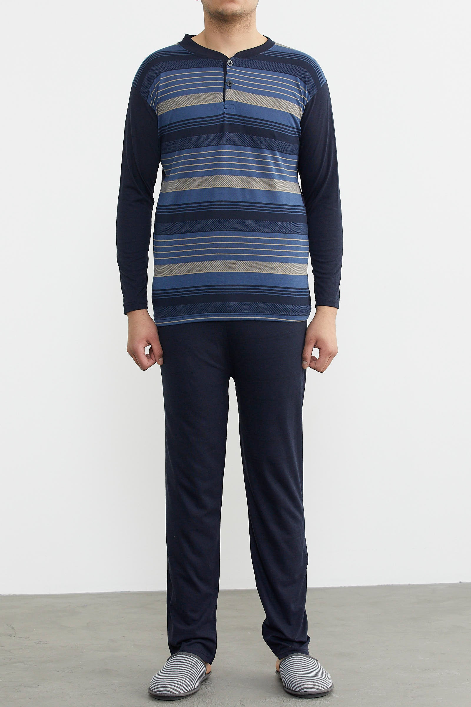 Desenli Yazlık Pijama Takım - Indigo (1) Sementa