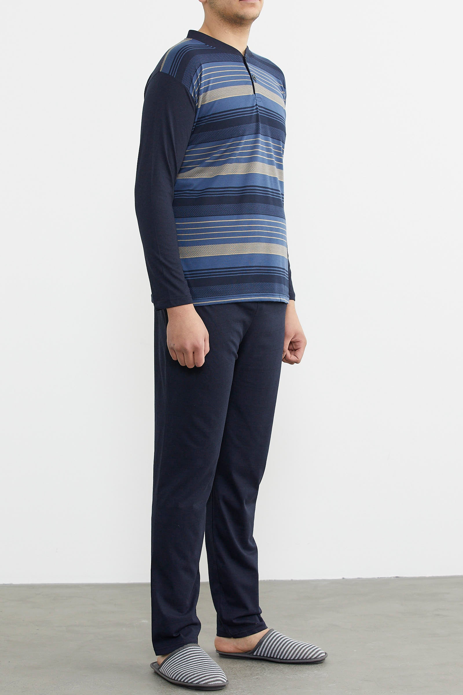 Desenli Yazlık Pijama Takım - Indigo (4) Sementa