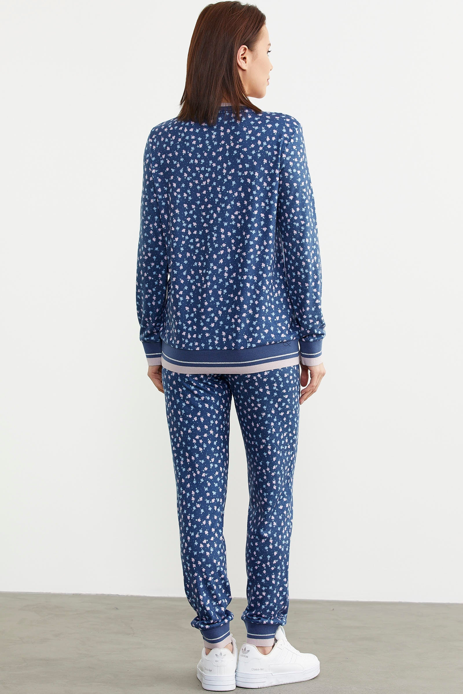 Desenli Yumoş Pijama Takım - Mavi (5) Sementa