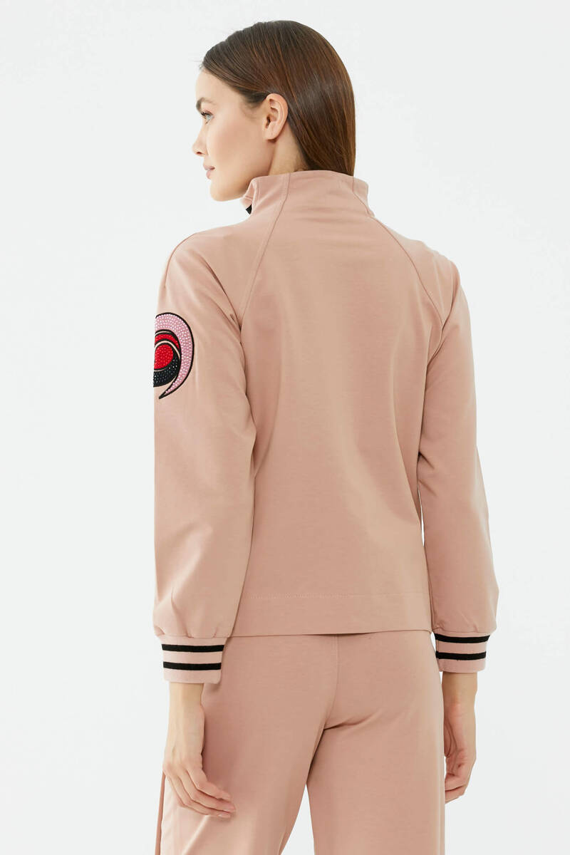 Dik Yaka Çıtçıt Detaylı Eşofman Takım - Pudra (6) Sementa