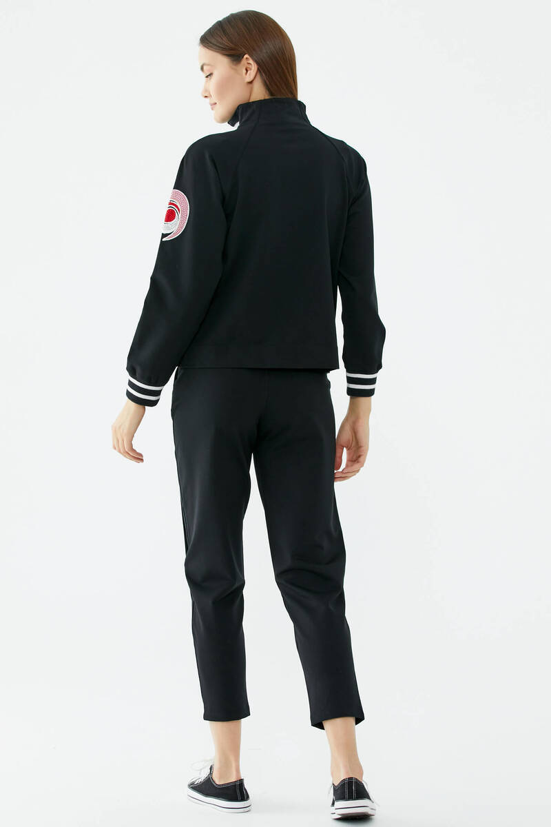 Dik Yaka Çıtçıt Detaylı Eşofman Takım - Siyah (6) Sementa