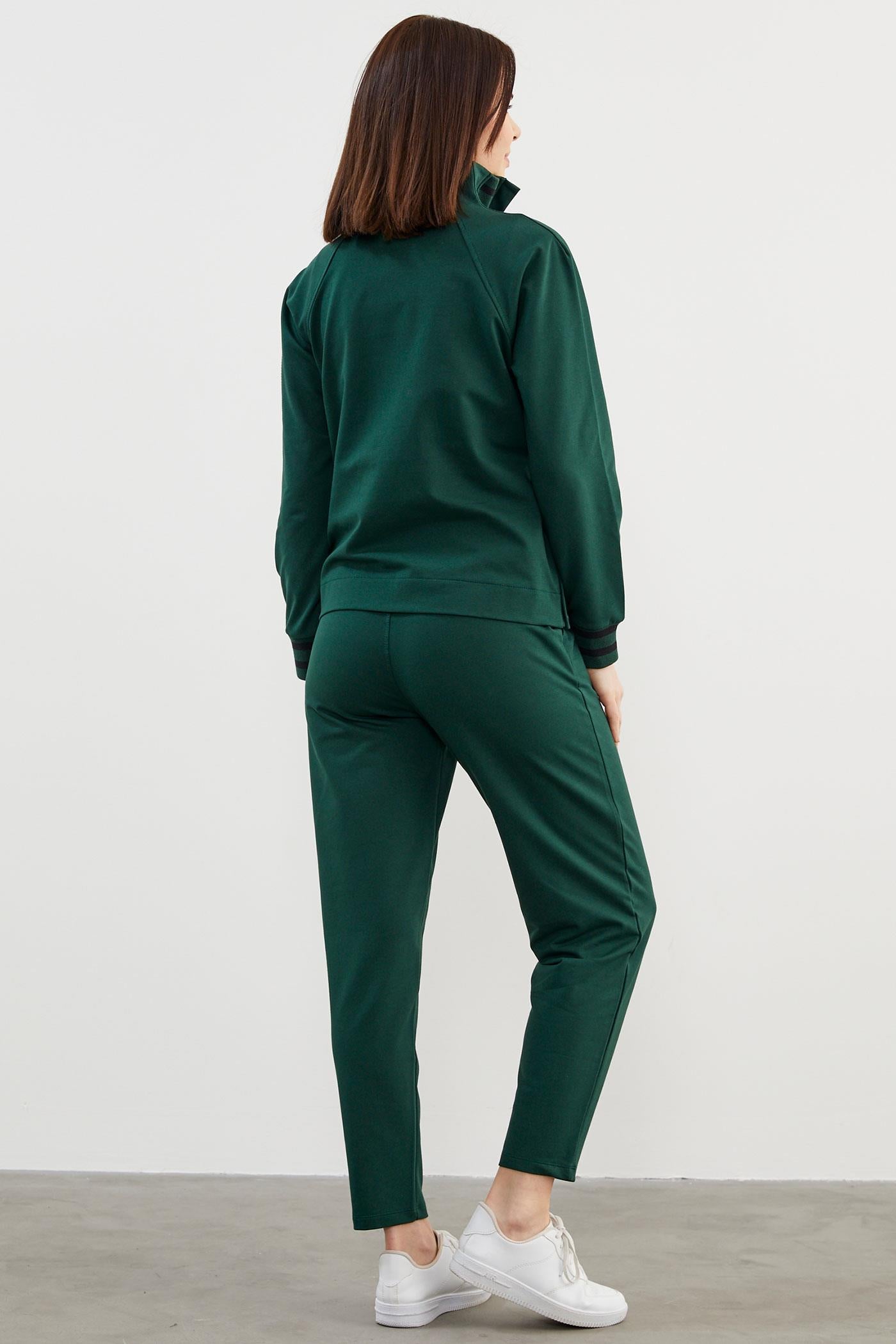 Dik Yaka Çıtçıt Detaylı Eşofman Takım - Yeşil (6) Sementa