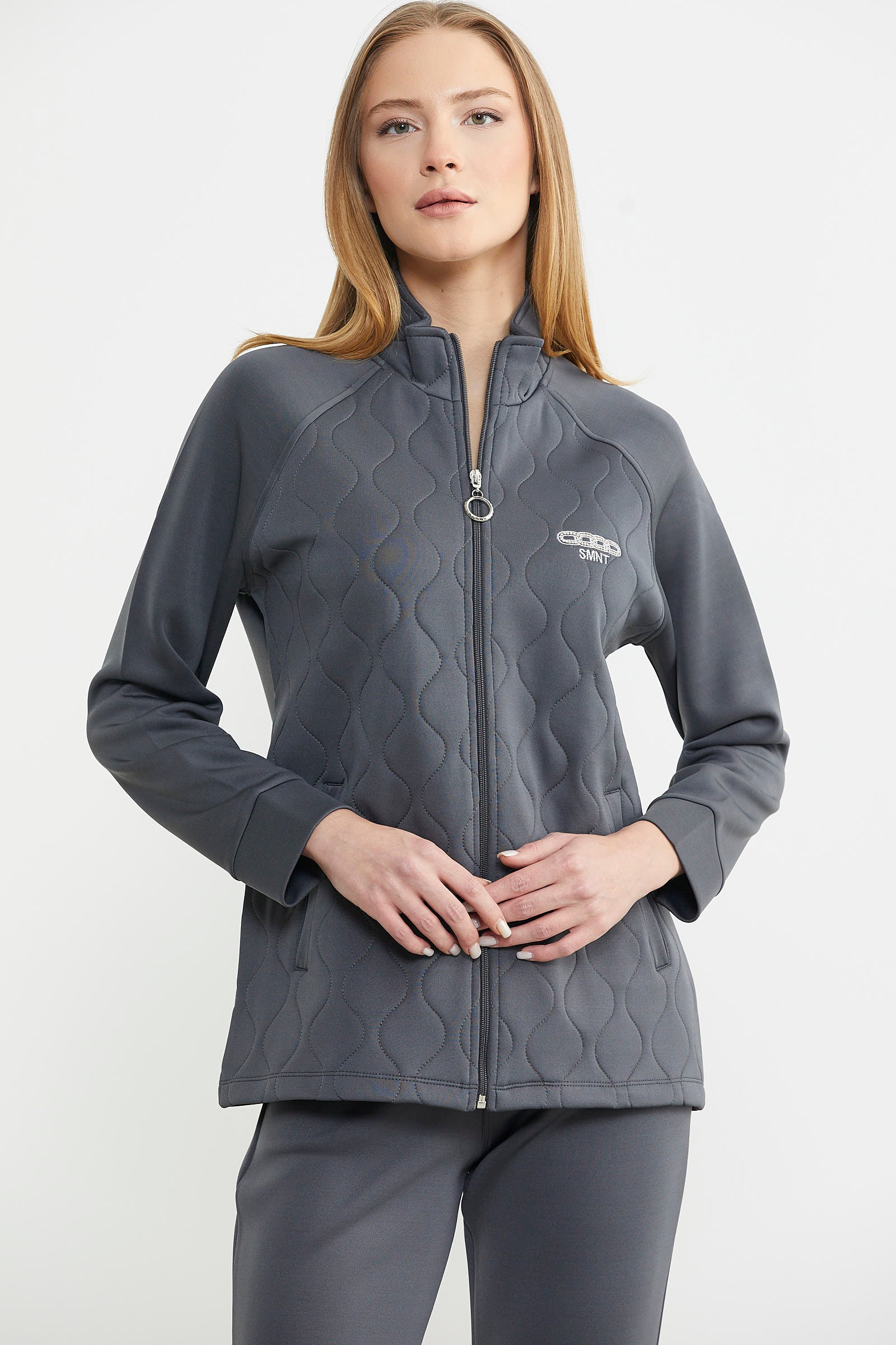 Dik Yaka Fermuarlı Eşofman Takım - Antrasit - Sementa