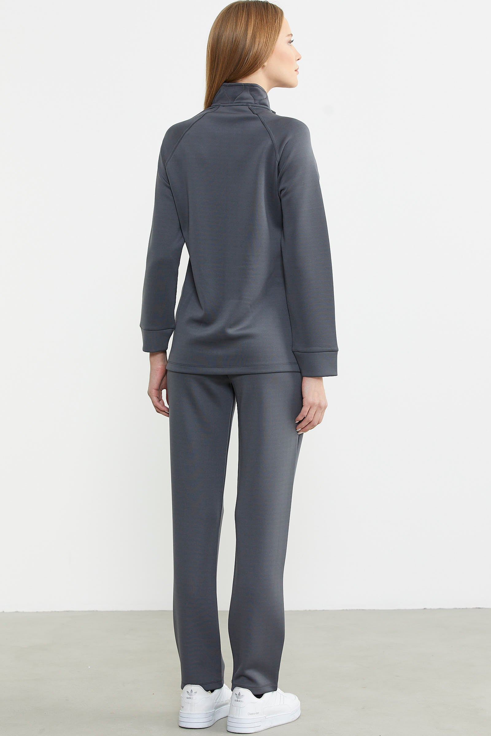 Dik Yaka Fermuarlı Eşofman Takım - Antrasit - Sementa