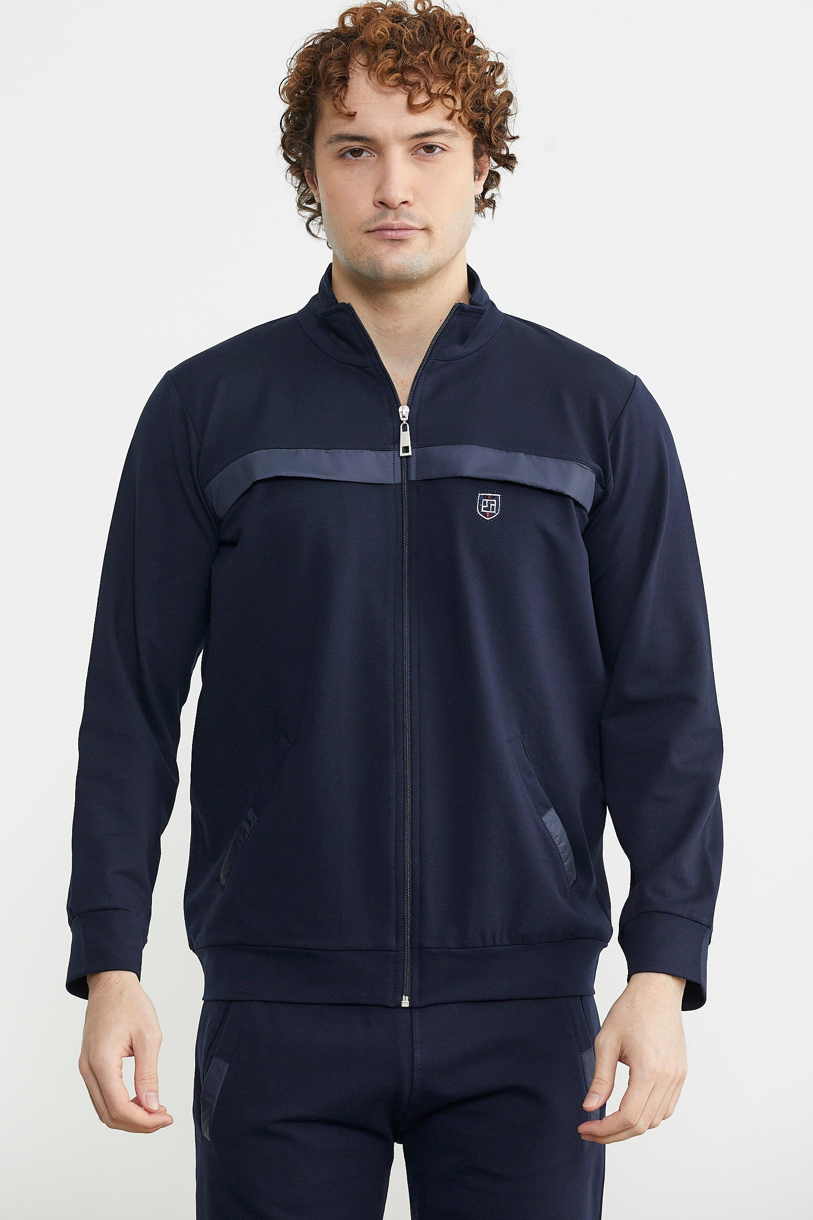 Dik Yaka Fermuarlı Eşofman Takım - Lacivert - Sementa