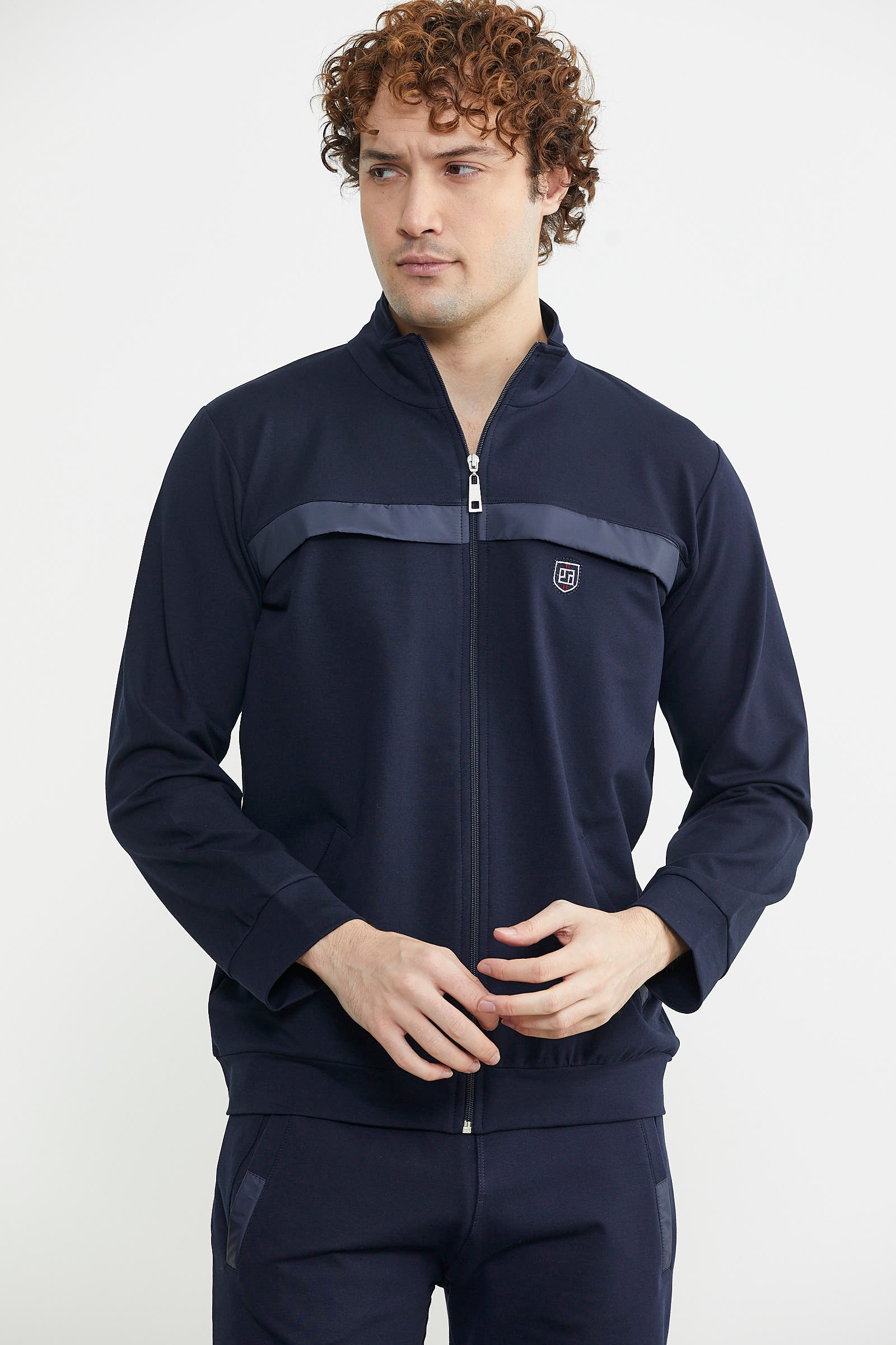 Dik Yaka Fermuarlı Eşofman Takım - Lacivert - Sementa