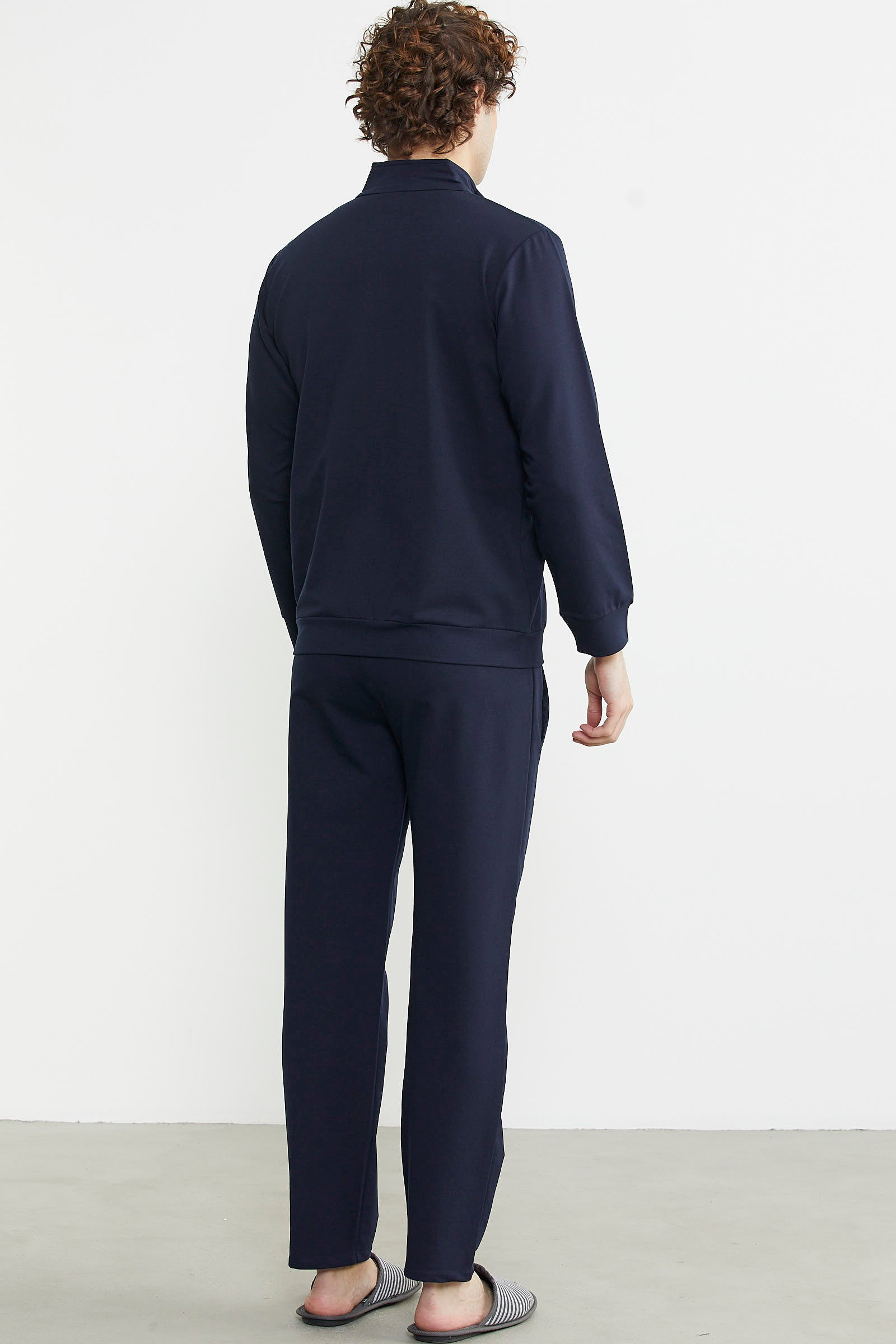 Dik Yaka Fermuarlı Eşofman Takım - Lacivert - Sementa