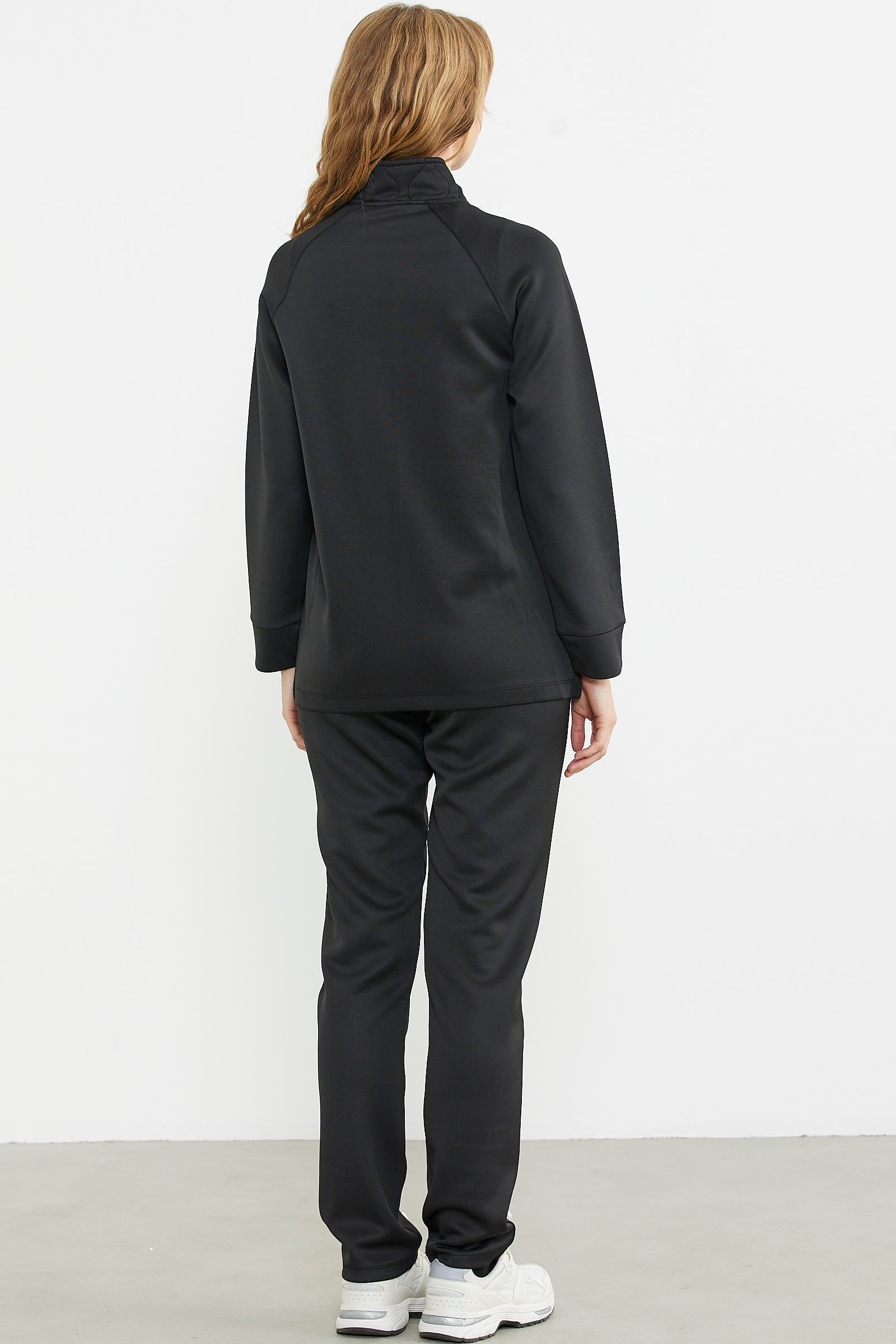 Dik Yaka Fermuarlı Eşofman Takım - Siyah - Sementa