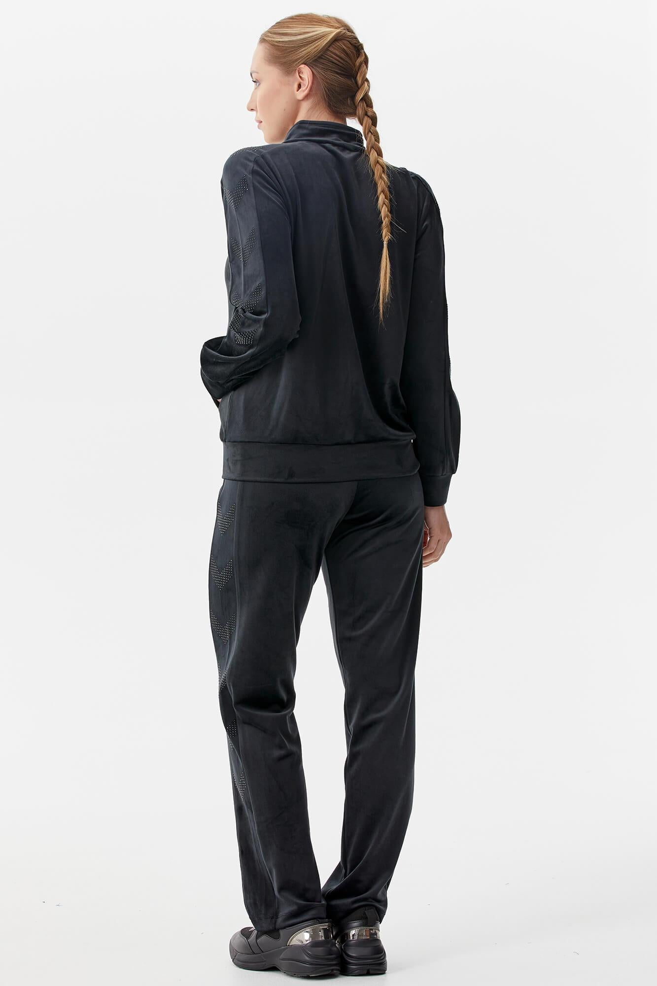 Dik Yaka Fermuarlı Kadife Eşofman Takım - Siyah (7) Sementa