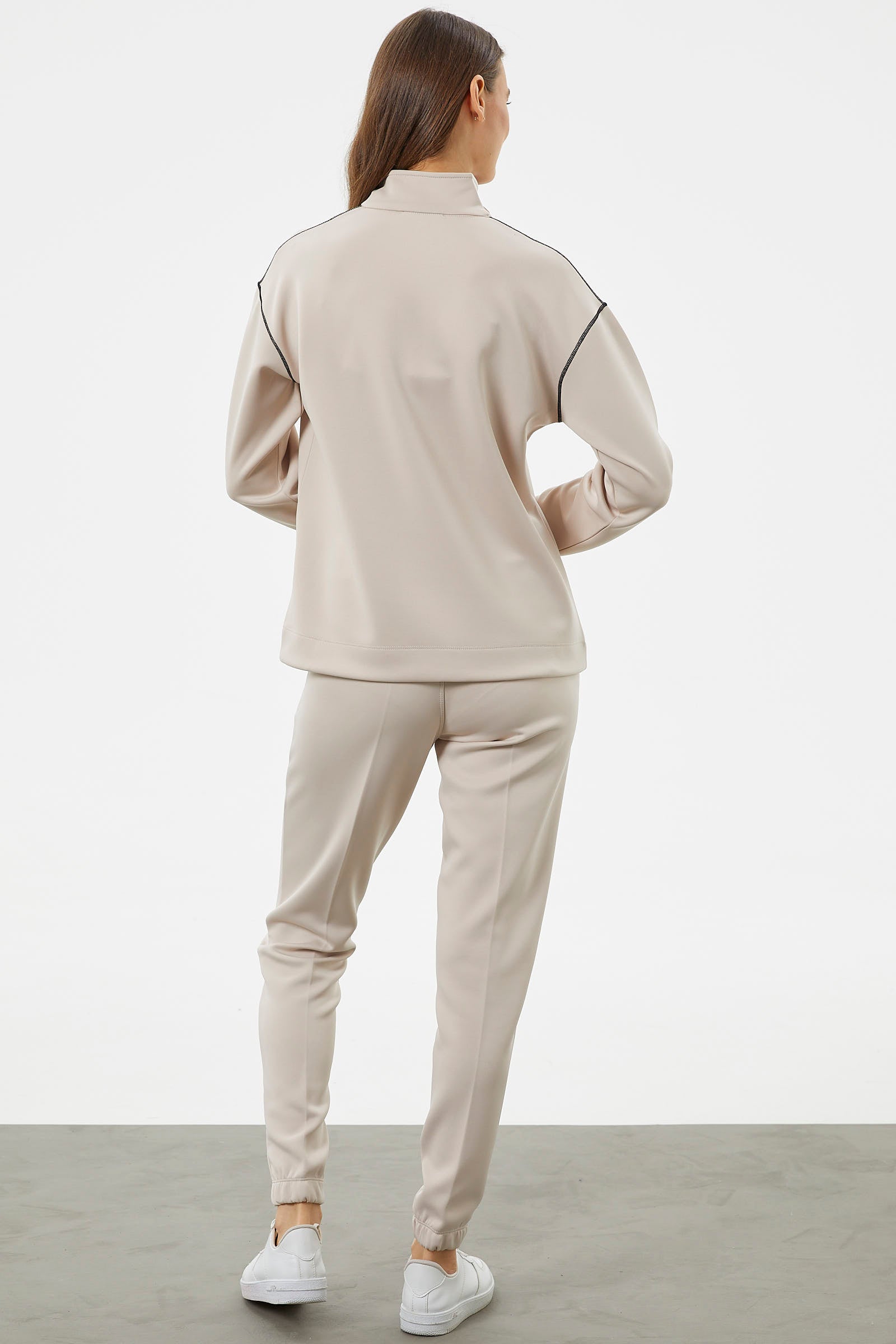 Dik Yaka Rahat Kalıp Eşofman Takım - Bej (8) Sementa