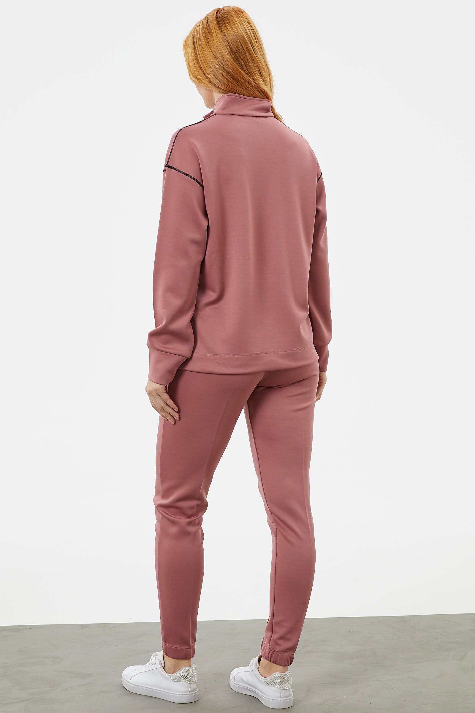 Dik Yaka Rahat Kalıp Eşofman Takım - Gül (6) Sementa