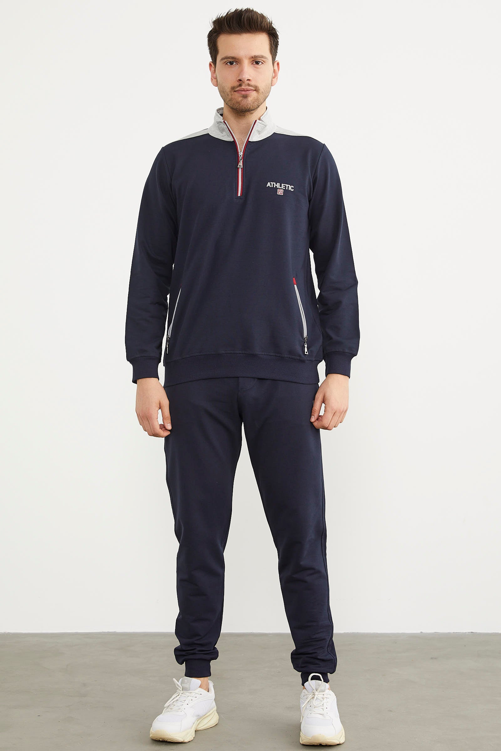 Dik Yaka Yarım Fermuarlı Eşofman Takım - Lacivert (2) Sementa