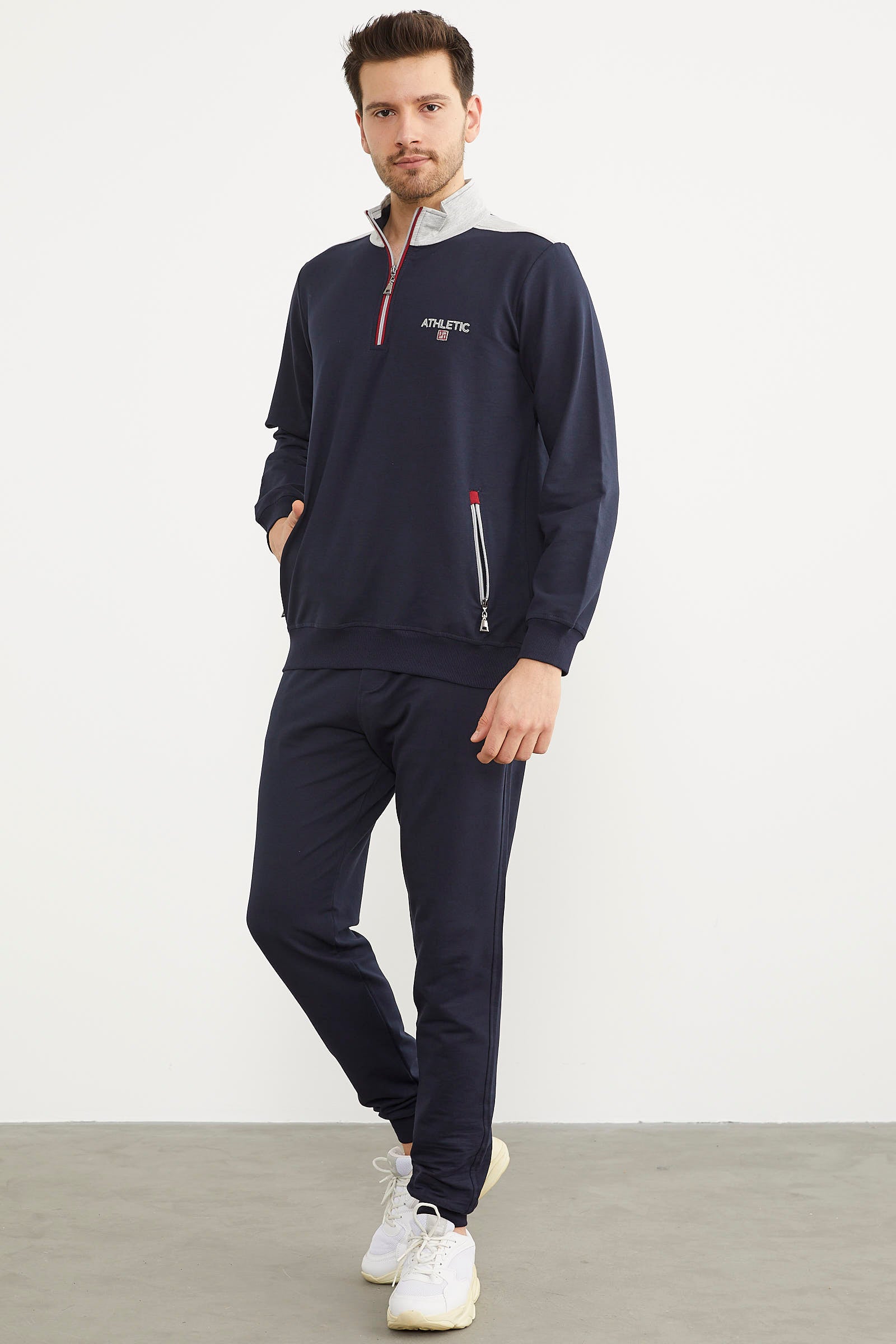 Dik Yaka Yarım Fermuarlı Eşofman Takım - Lacivert (3) Sementa