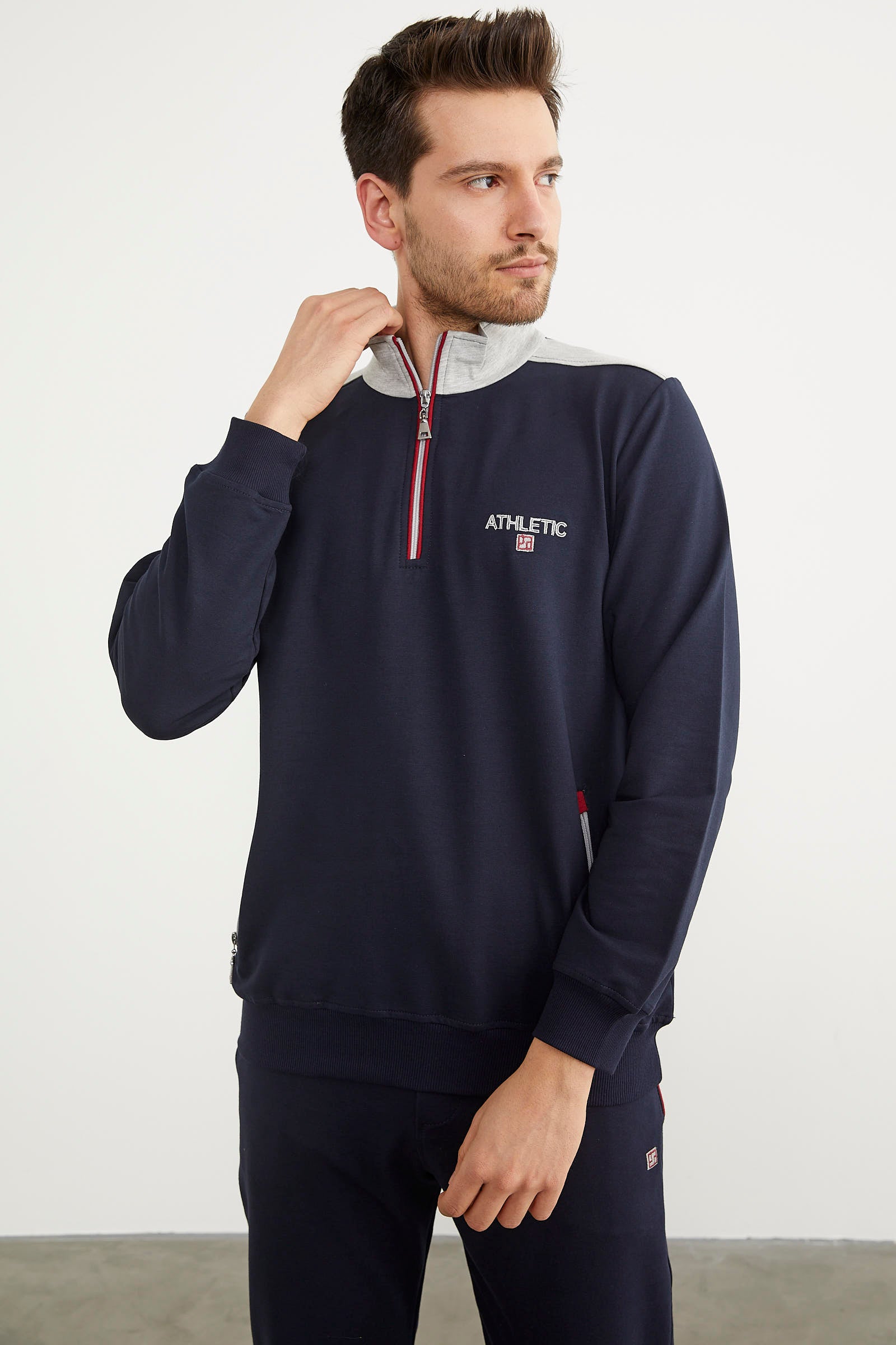 Dik Yaka Yarım Fermuarlı Eşofman Takım - Lacivert (4) Sementa