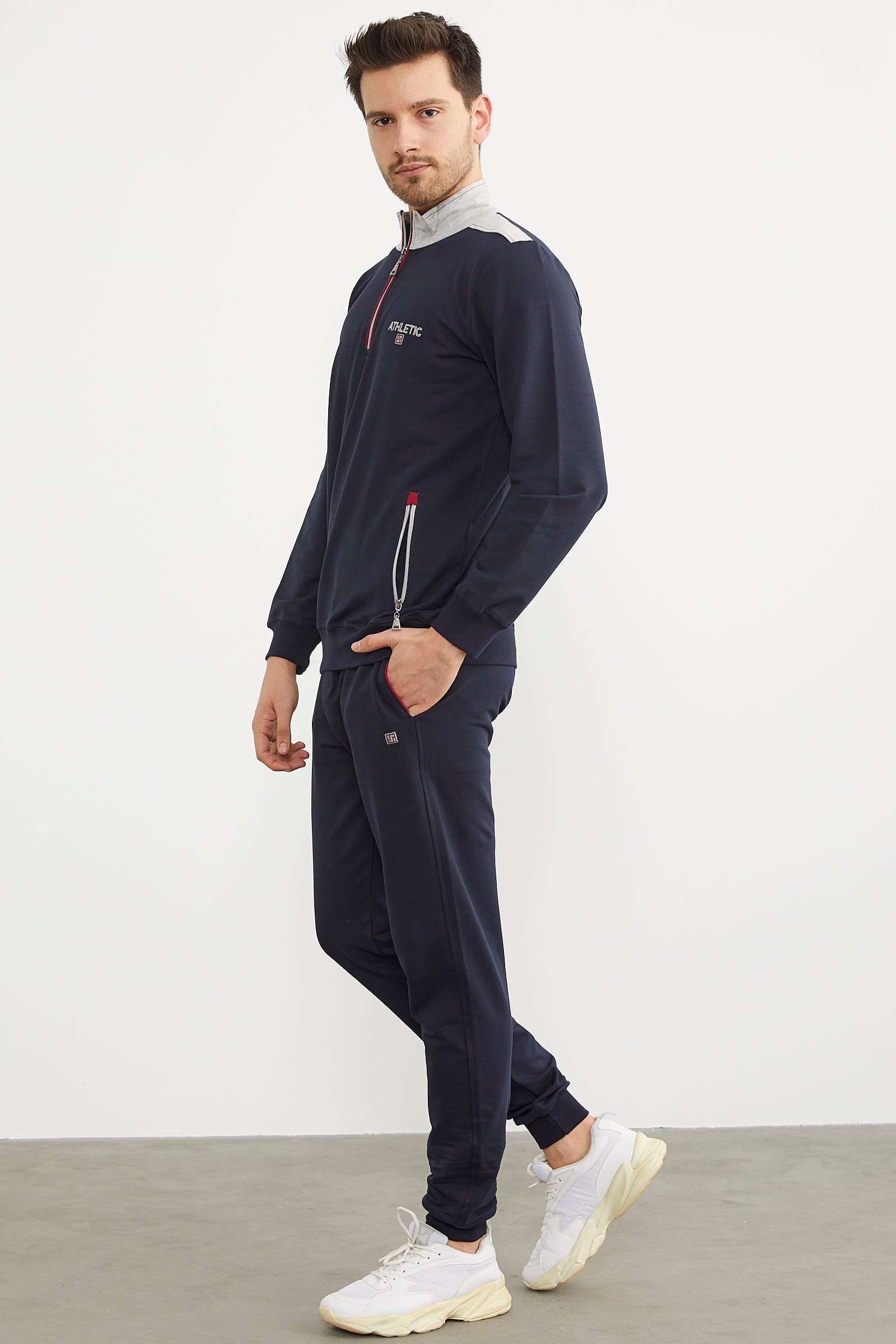 Dik Yaka Yarım Fermuarlı Eşofman Takım - Lacivert (5) Sementa